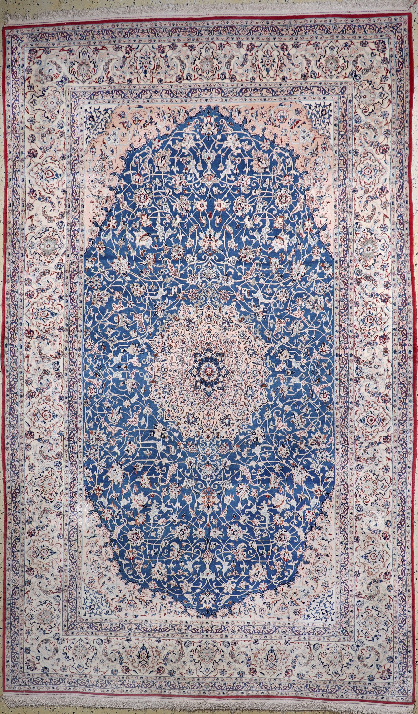 Nain"Tudeschk"fein, Persien, Anfang 20.Jhd,Korkwolle mit Seide, ca. 337 x 207 cm, EHZ: 2