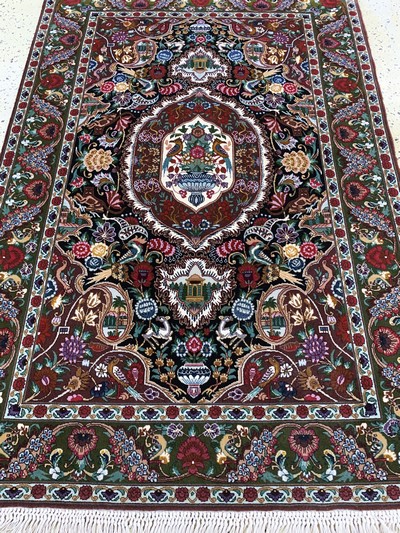 27011206d - Täbriz fein(50 Raj), Persien, Ende 20.Jhd, Korkwolle mit Seide, ca. 153 x 103 cm, ca. ...