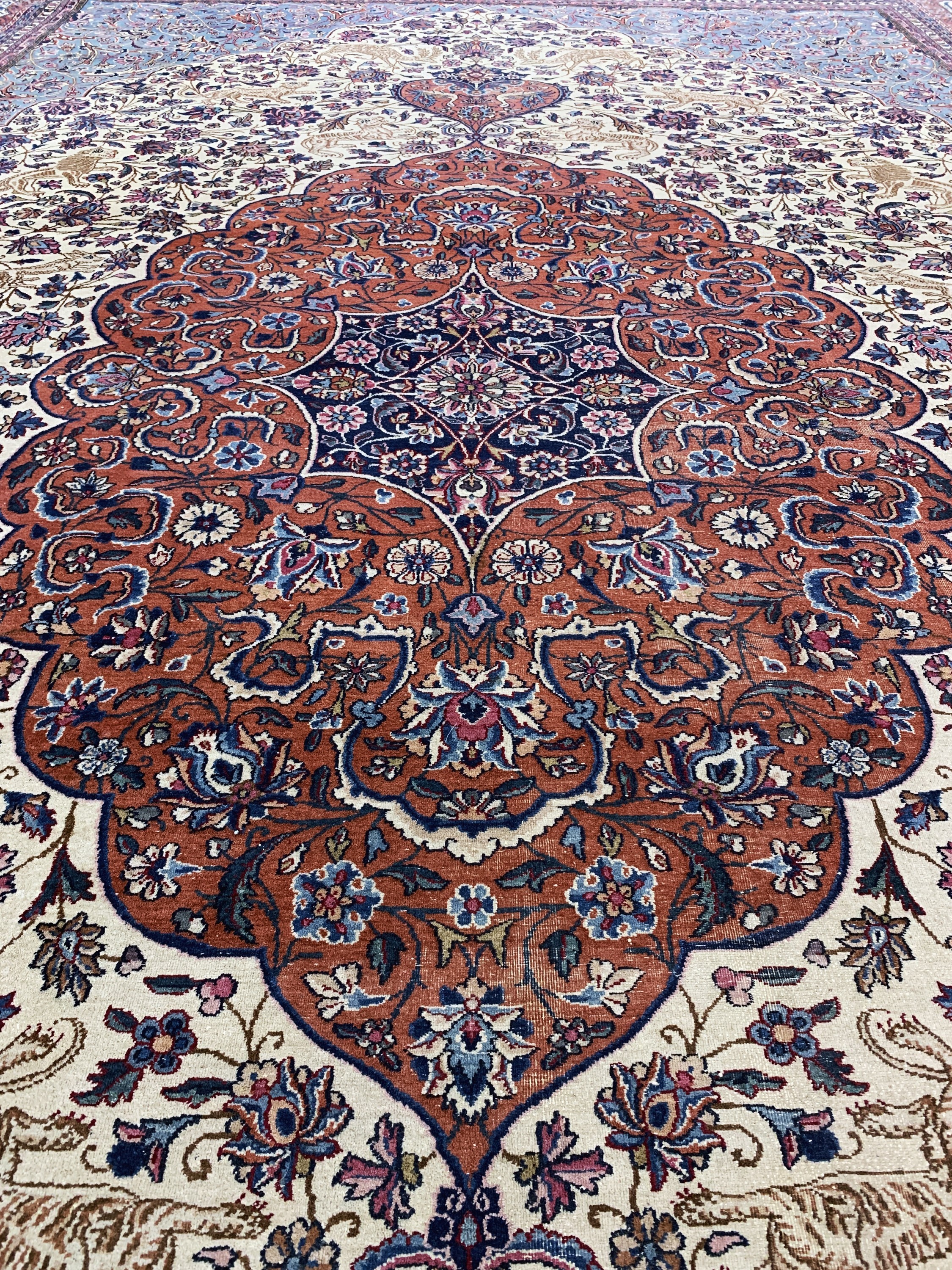 Detail m: Kerman"Lawar"antik, Persien, um 1900, Wolleauf Baumwolle, ca. 560 x 360 cm, EHZ: 2-3
