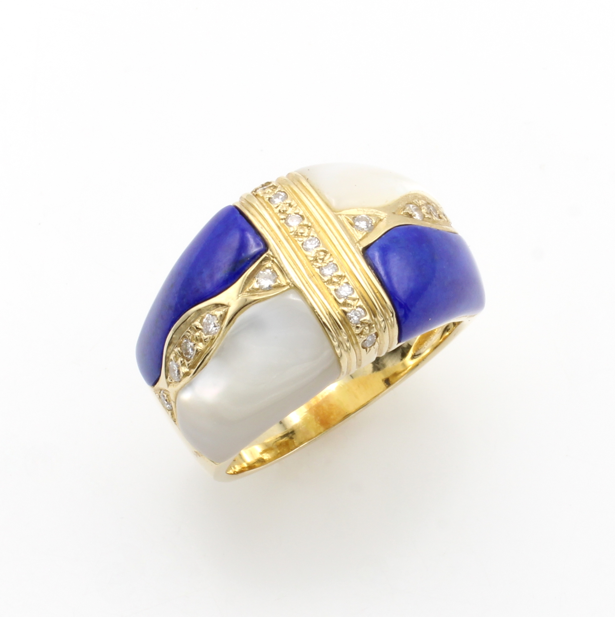 Image 27011314 - Ring mit Lapislazuli, Perlmutt und Brillanten, GG 585/000, Lapislazuli- und Perlmutt- ...