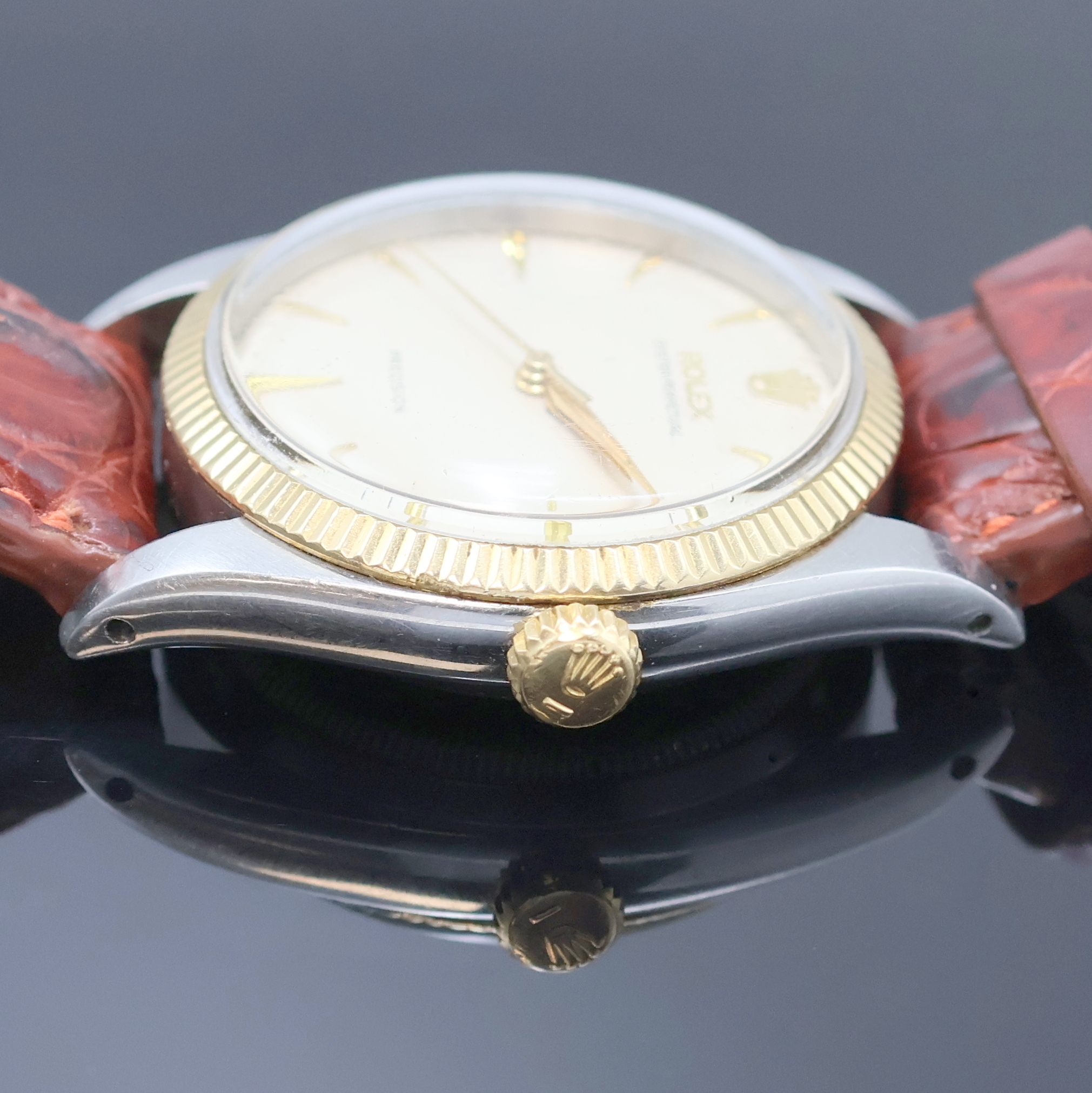 Detail d: ROLEX seltene Armbanduhr Oyster Perpetual Precision "Ovettone" Referenz 6298, Schweiz laut Bodenstempel 1. Quartal 1954, ehemals Automatik, ...