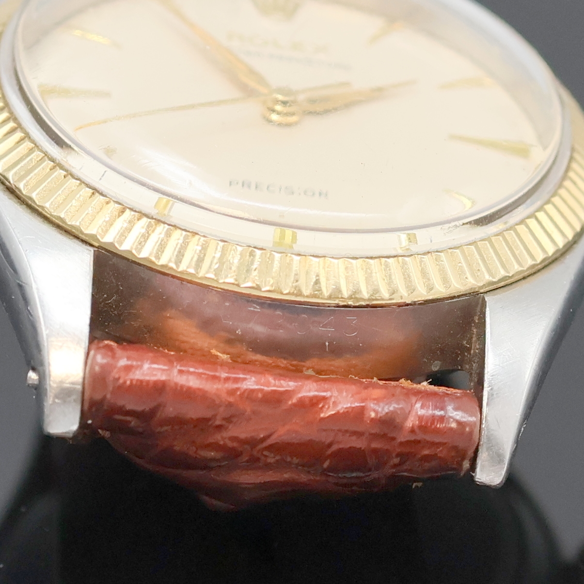 Detail e: ROLEX seltene Armbanduhr Oyster Perpetual Precision "Ovettone" Referenz 6298, Schweiz laut Bodenstempel 1. Quartal 1954, ehemals Automatik, ...