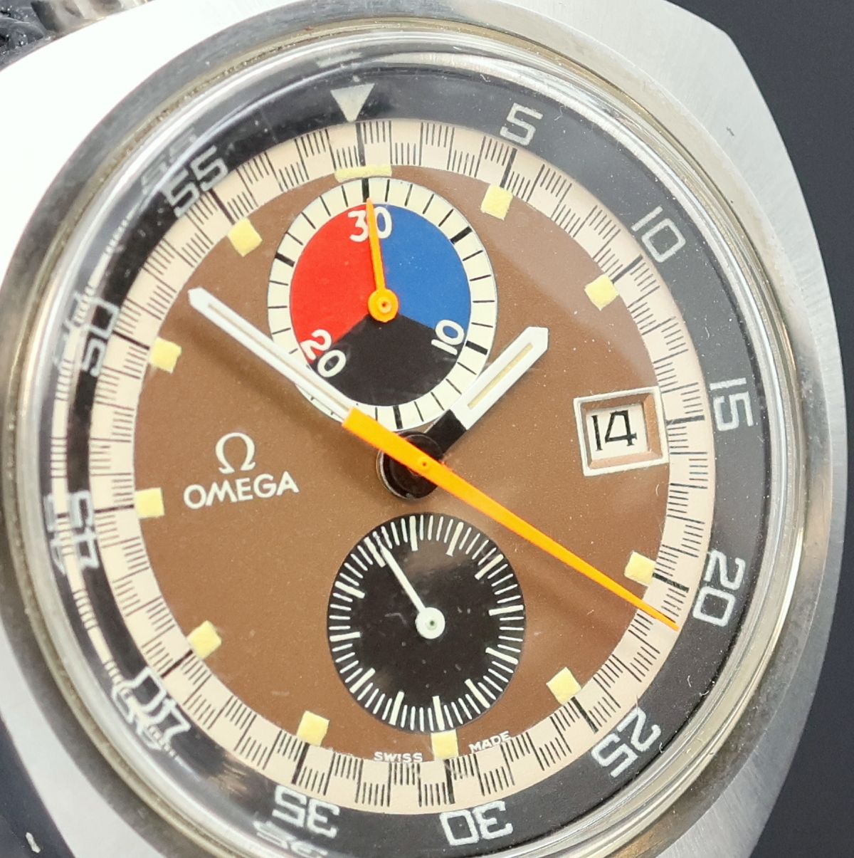 Detail c: OMEGA seltener Rallye-Armbandchronograph Seamaster "Bullhead"" Referenz 146.011-69, Handaufzug, Schweiz um 1969, trapezförmiges ...