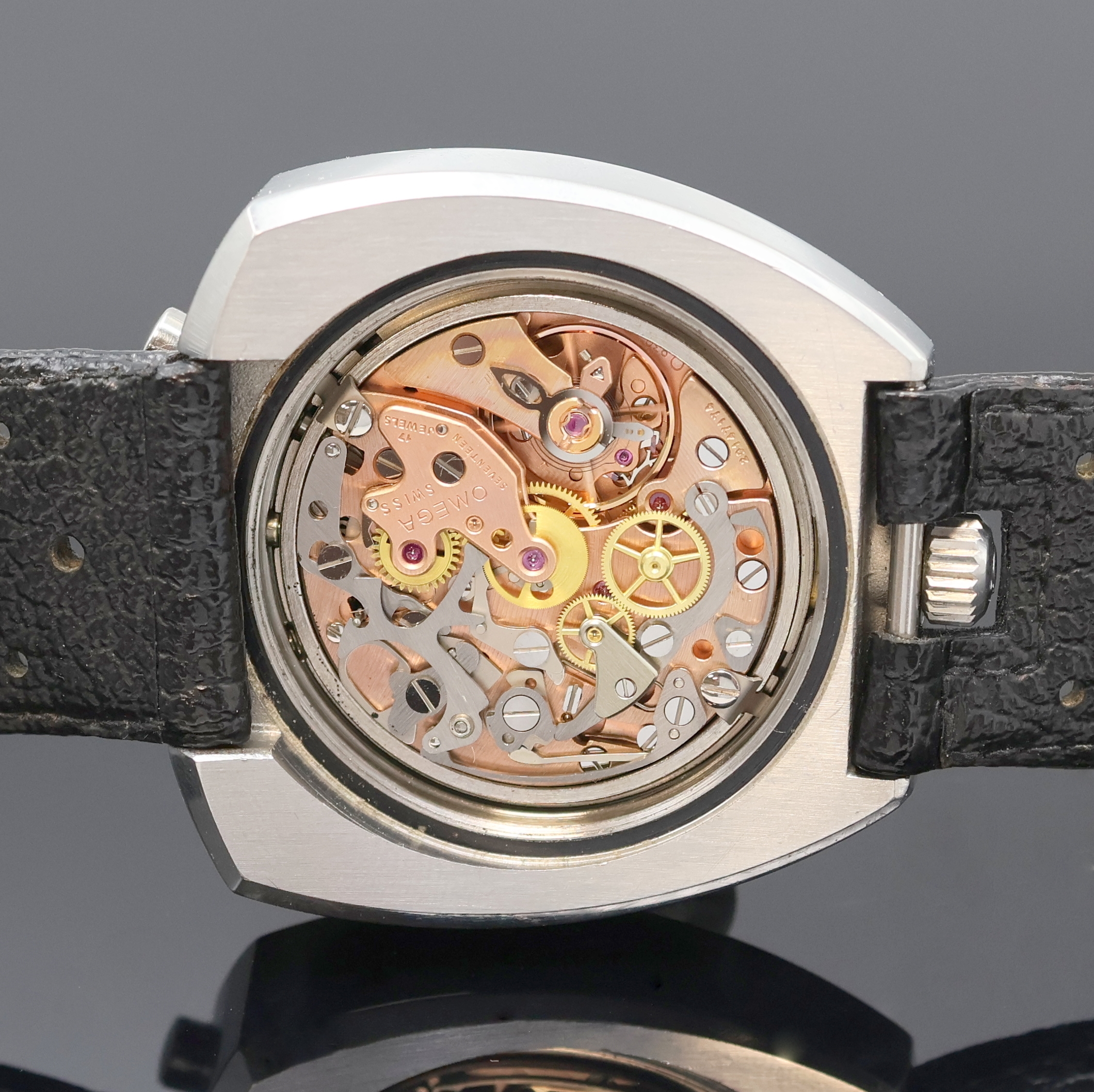 Detail h: OMEGA seltener Rallye-Armbandchronograph Seamaster "Bullhead"" Referenz 146.011-69, Handaufzug, Schweiz um 1969, trapezförmiges ...