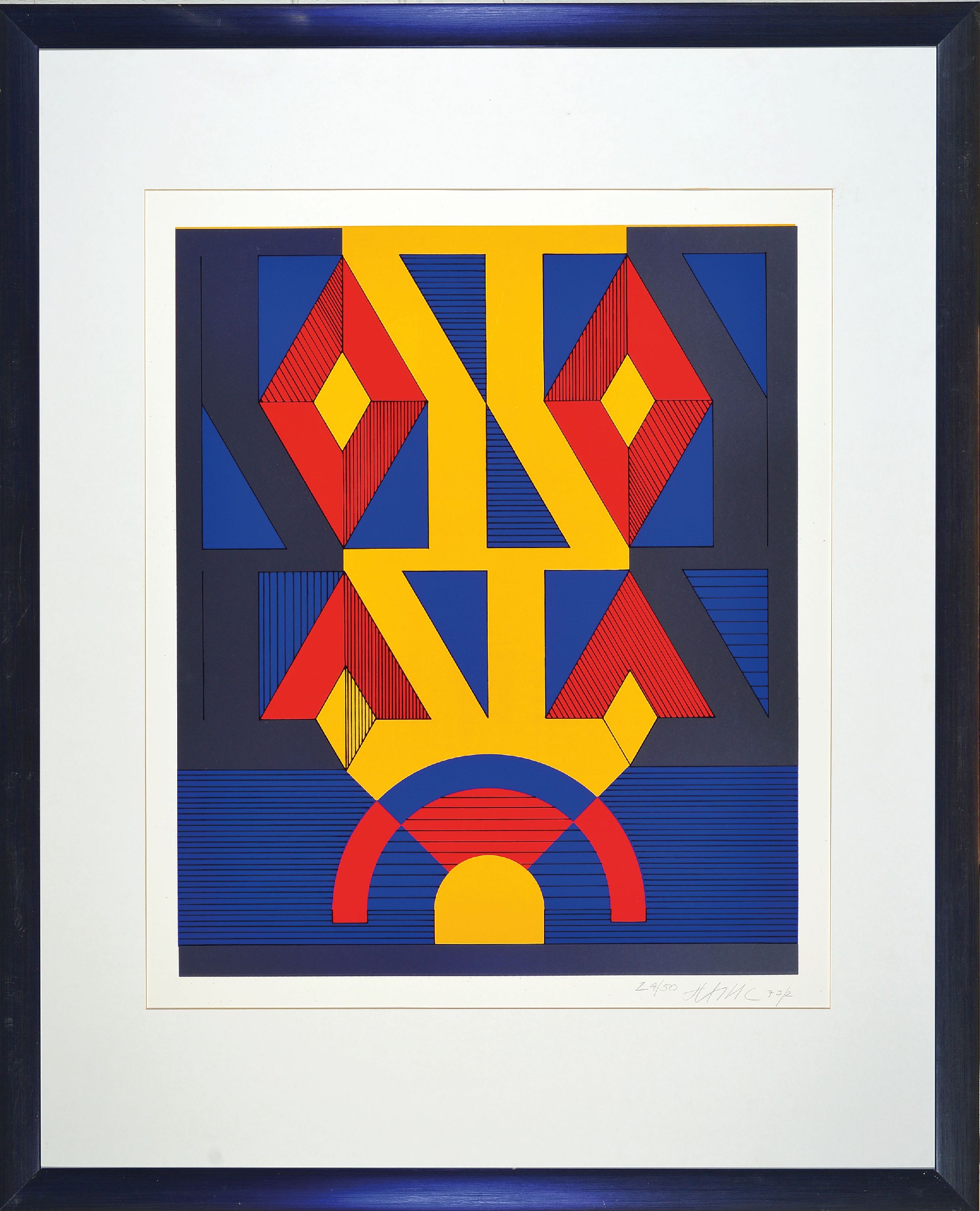 Detail k: Otto Herbert Hajek, 1927 Kaltenbach-2005 Stuttgart, Farbserigraphie, Komposition 72/2, 1972, Ed. 24/50, rechts unten handsigniert, PP Ausschnitt ...