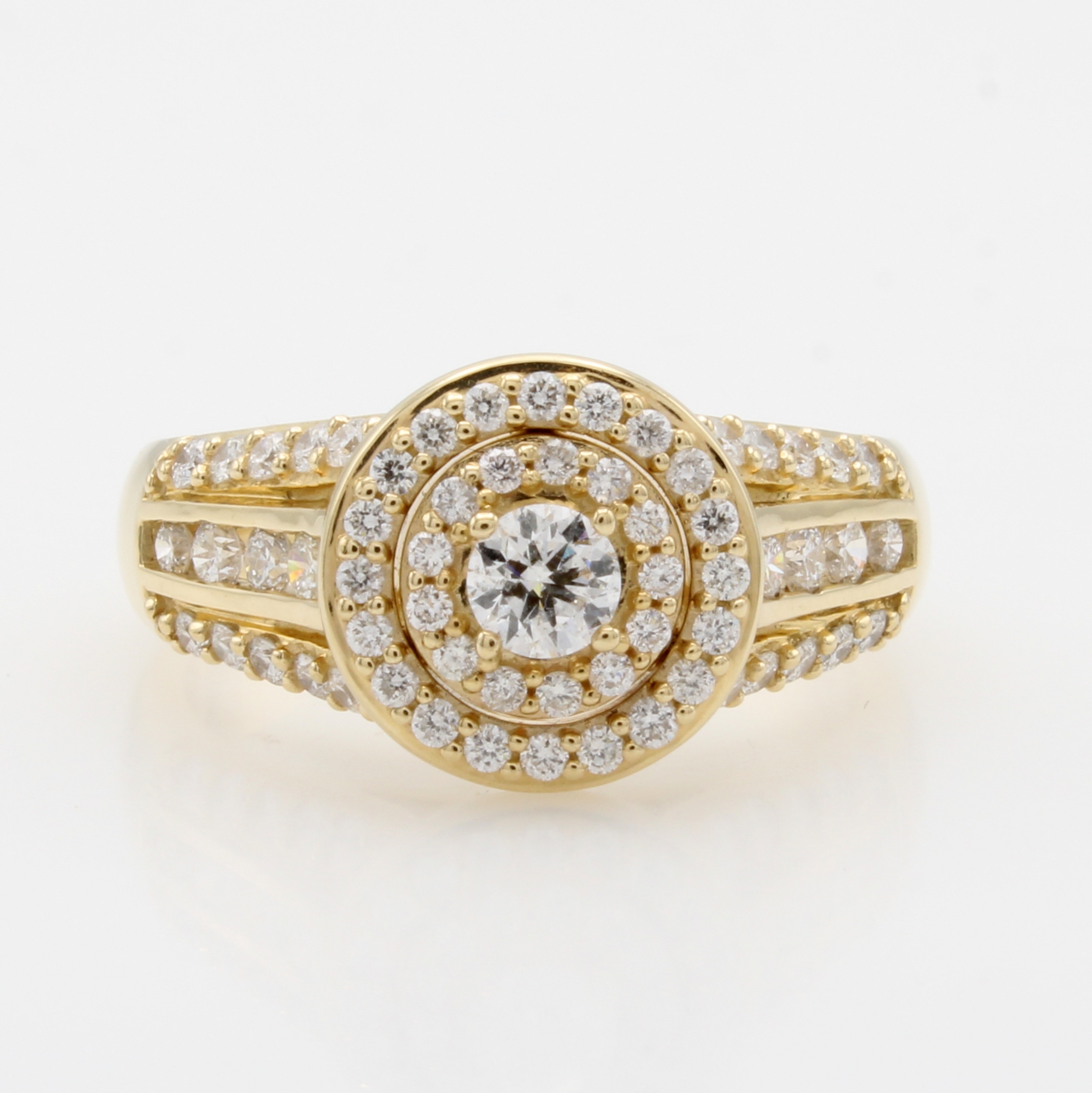 Image 27011458 - Ring mit Brillanten, GG 585/000, runder Ringkopf u. geteilte Ringschultern bes. m. ...