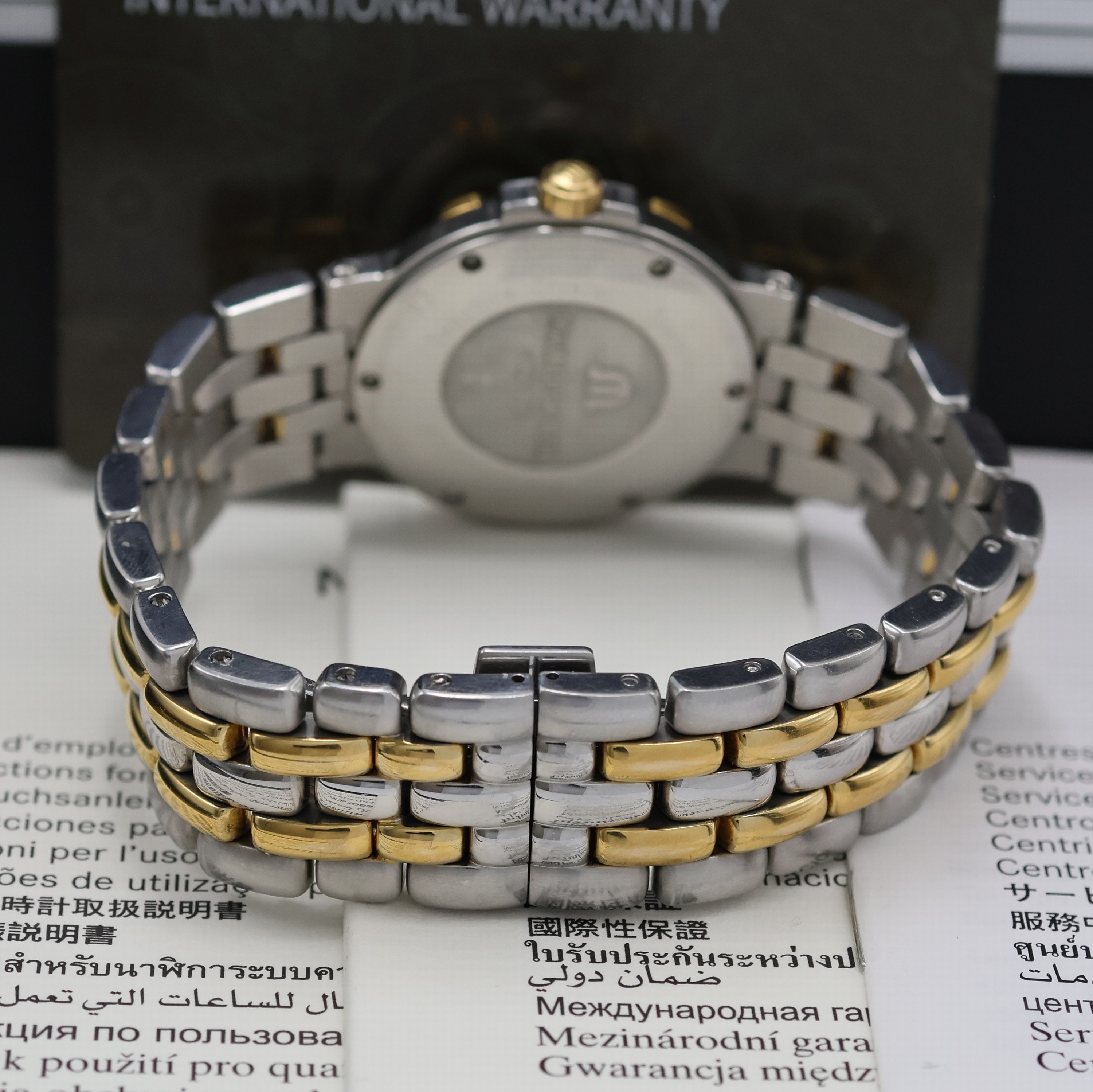Detail c: MAURICE LACROIX Calypso Herrenarmbanduhr in Stahl/teils vergoldet Referenz CA1107, Schweiz verk. lt. Pap. 06/2008, quarz, Boden 6-fach verschr., ...