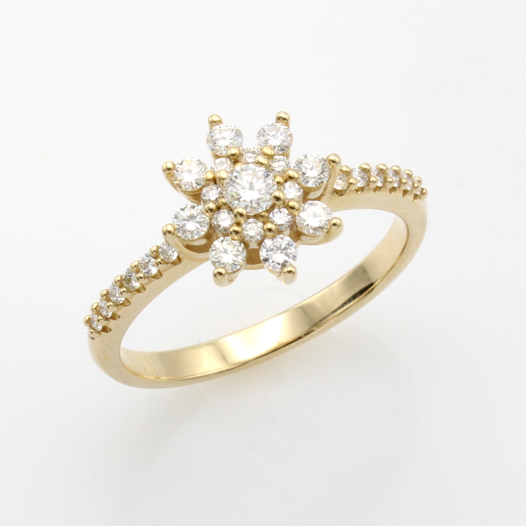 Image 27011488 - Ring mit Brillanten, GG 585/000, 29 Brill. z.T. in Blütenform u. seitl. gef. zus. ca. ...