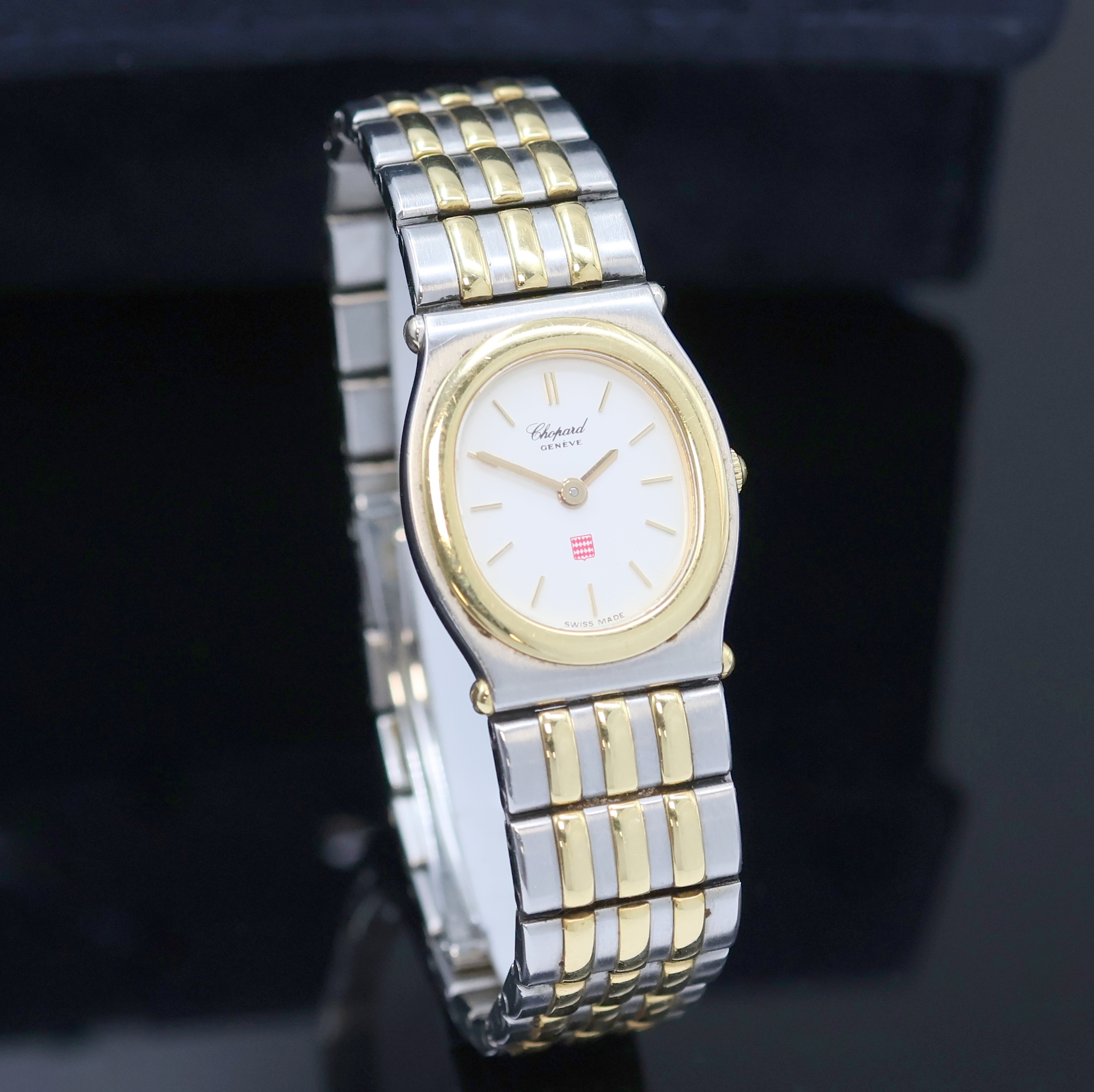 Detail b: CHOPARD Damenarmbanduhr Monte-Carlo Referenz 8034, Schweiz um 1995, quarz, Edelstahl/Gold kombiniert inkl. Gliederband m. dopp. Faltschließe, Boden ...