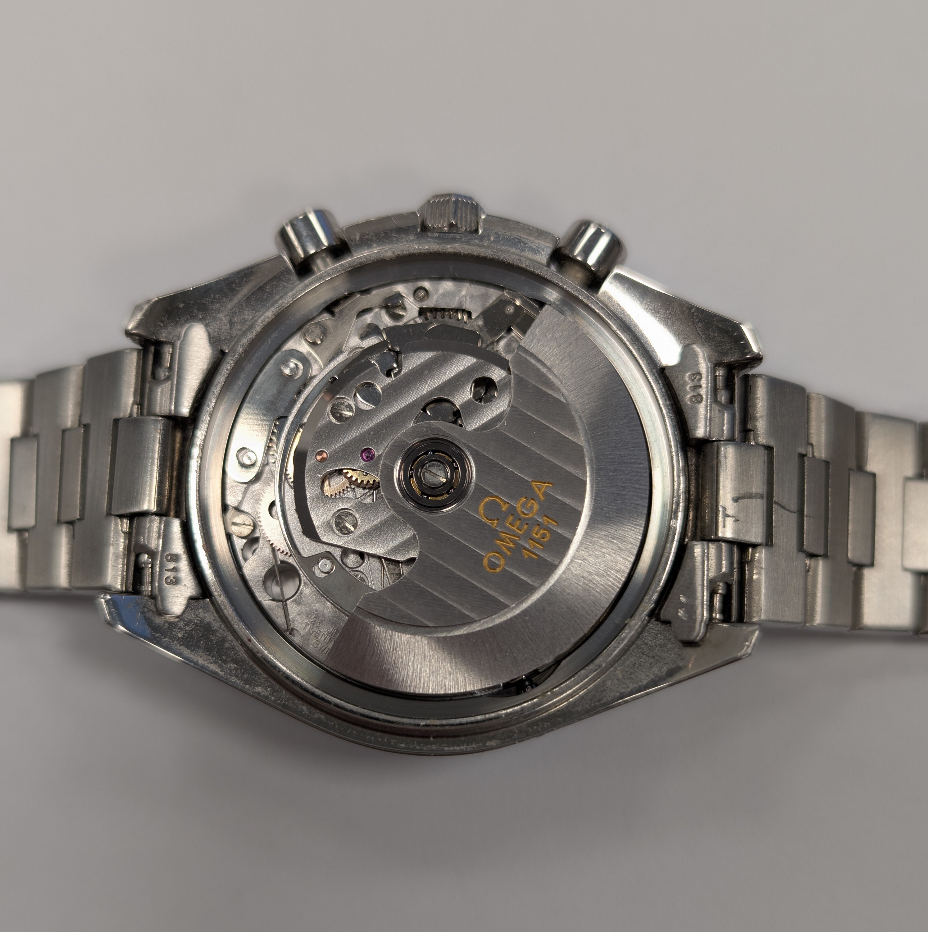 Detail f: OMEGA Speedmaster Armbandchronograph in Stahl Referenz 175.0044/375.0044, Schweiz verk. lt. beil. Pap. 12/1998, Automatik, Boden aufgedr., orig. ...