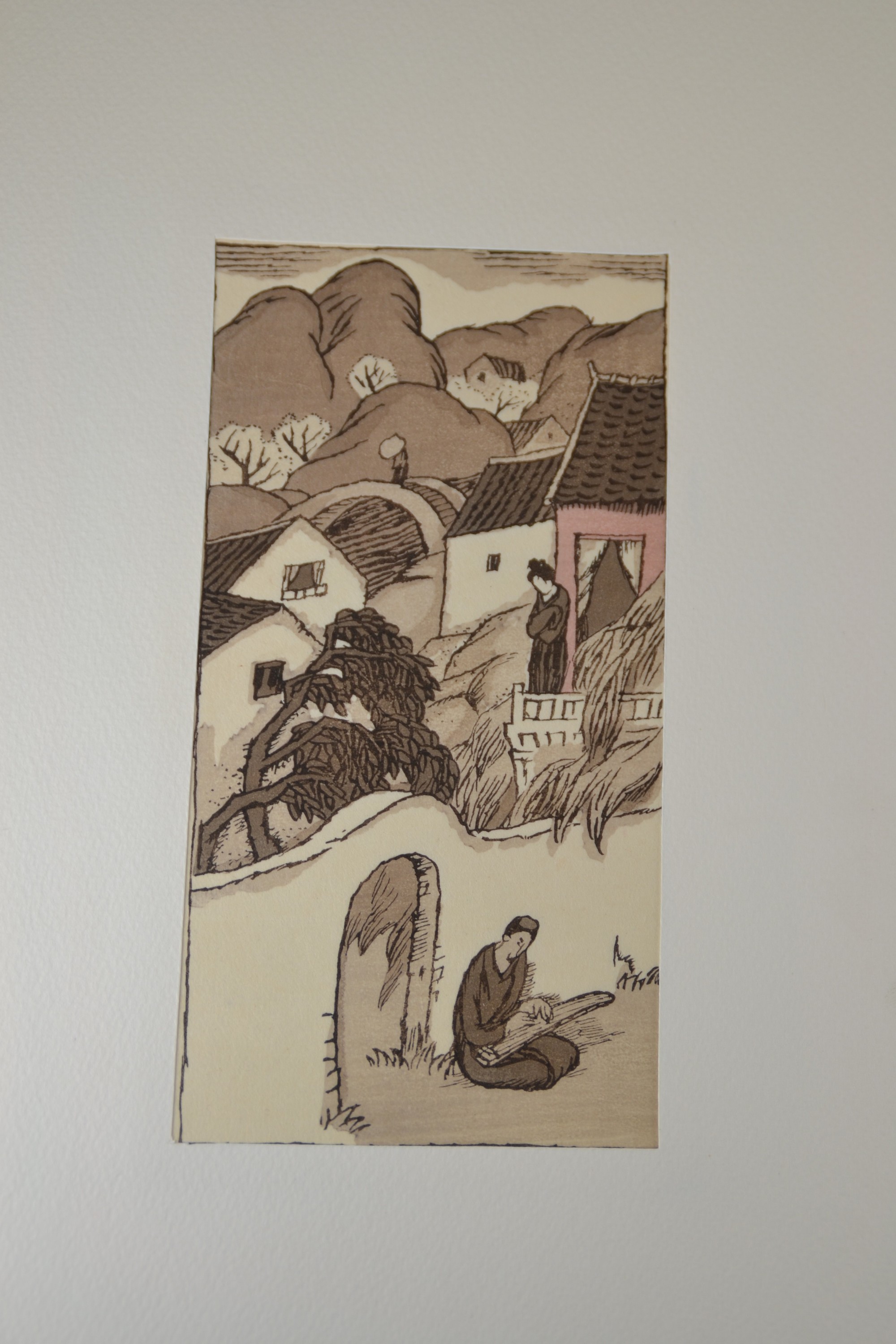 Detail c: Nach Takehisa Yumeji (1884-1934), Mappe mit 9 Druckgrafiken, 1960er-Jahre, nach den Holzschnitt von Yumeji "Legende der Schneenacht" ...