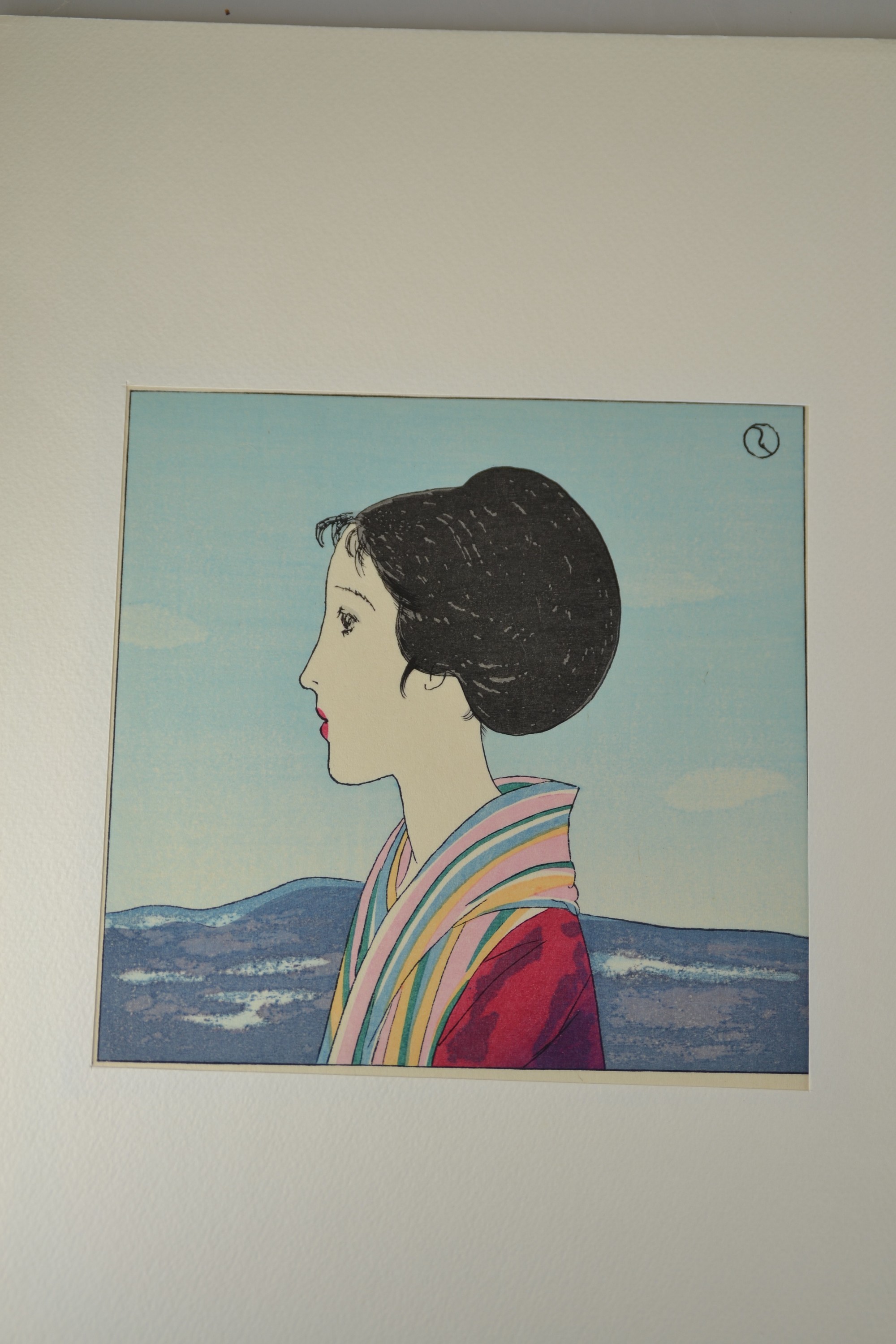 Detail d: Nach Takehisa Yumeji (1884-1934), Mappe mit 9 Druckgrafiken, 1960er-Jahre, nach den Holzschnitt von Yumeji "Legende der Schneenacht" ...