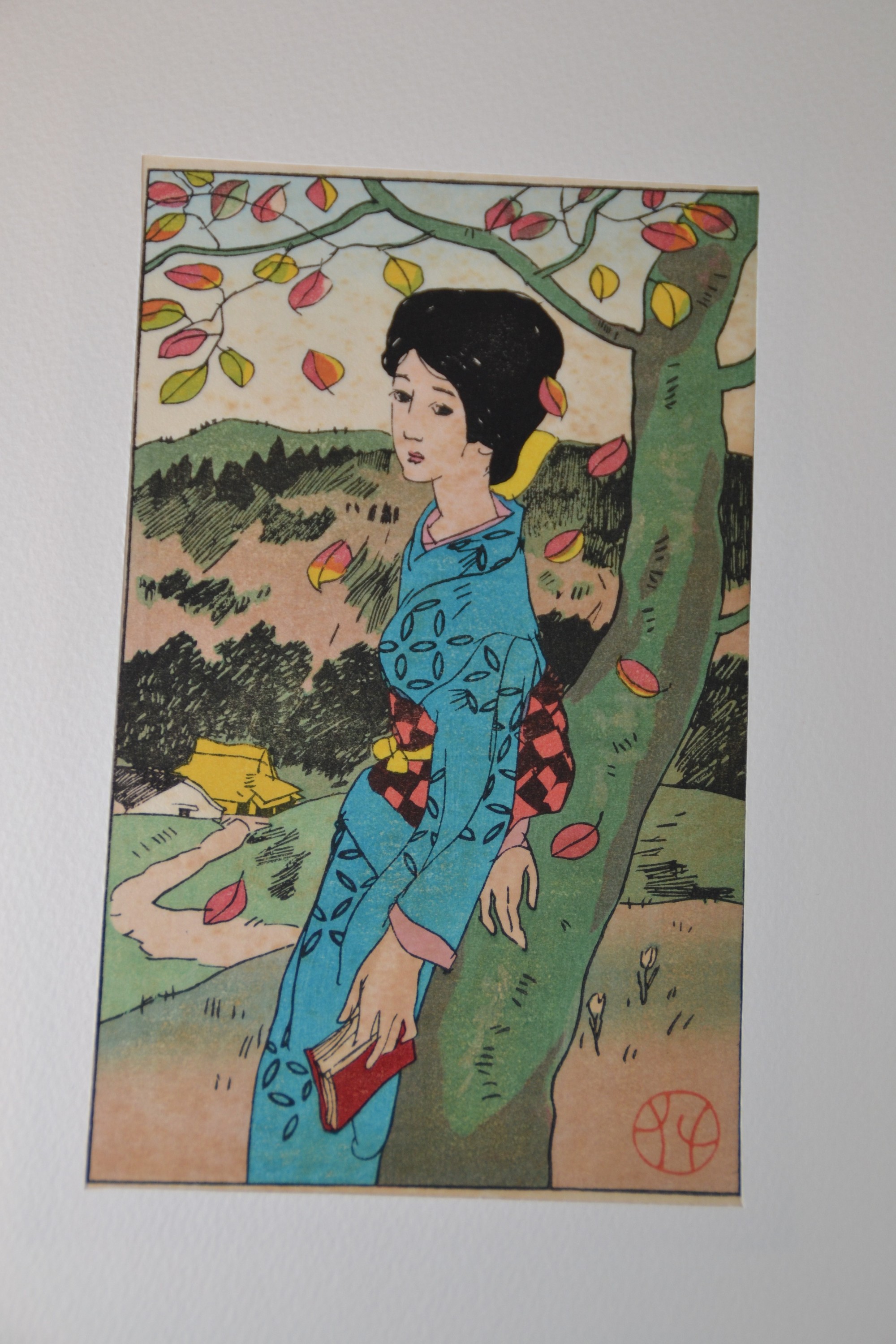 Detail g: Nach Takehisa Yumeji (1884-1934), Mappe mit 9 Druckgrafiken, 1960er-Jahre, nach den Holzschnitt von Yumeji "Legende der Schneenacht" ...