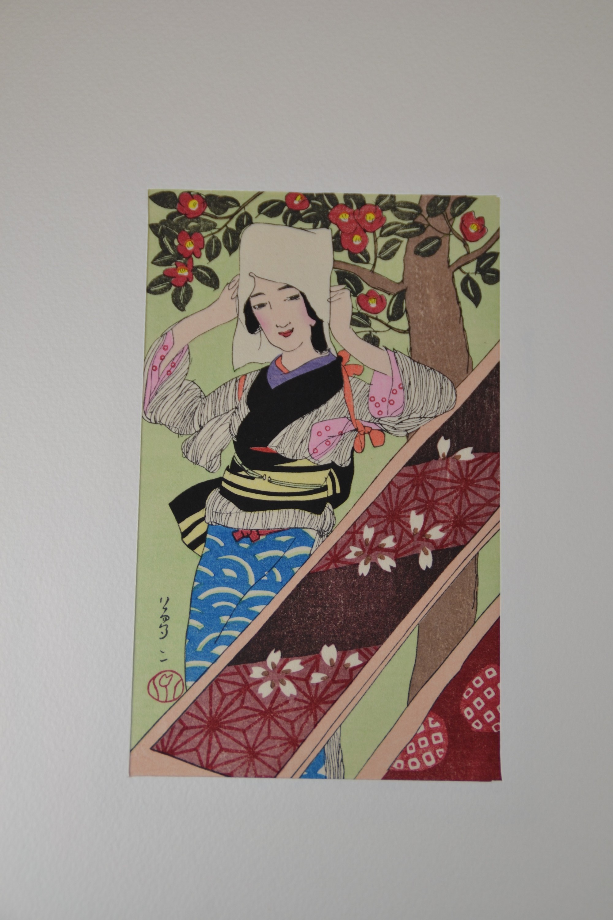 Detail h: Nach Takehisa Yumeji (1884-1934), Mappe mit 9 Druckgrafiken, 1960er-Jahre, nach den Holzschnitt von Yumeji "Legende der Schneenacht" ...
