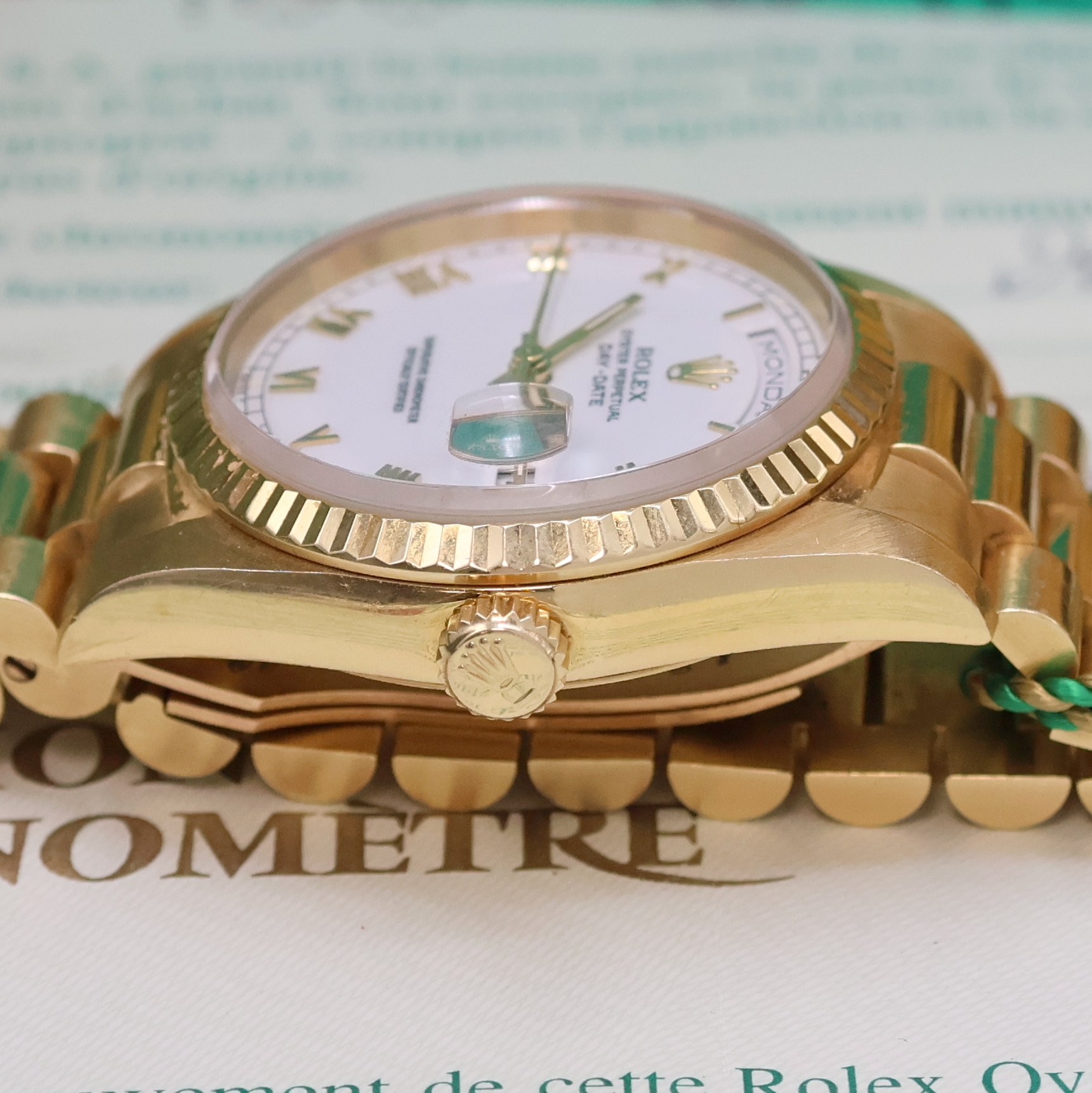 Detail d: ROLEX Armbanduhr Oyster Perpetual Day-Date Referenz 18038, Automatik, LC 100, Chronometer der Superlative in GG 750/000 inkl. Präsidentband m. ...