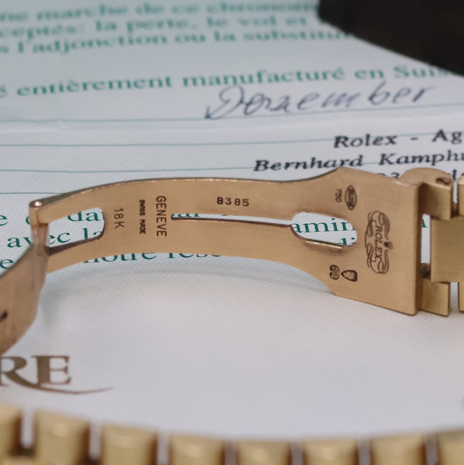 Detail e: ROLEX Armbanduhr Oyster Perpetual Day-Date Referenz 18038, Automatik, LC 100, Chronometer der Superlative in GG 750/000 inkl. Präsidentband m. ...