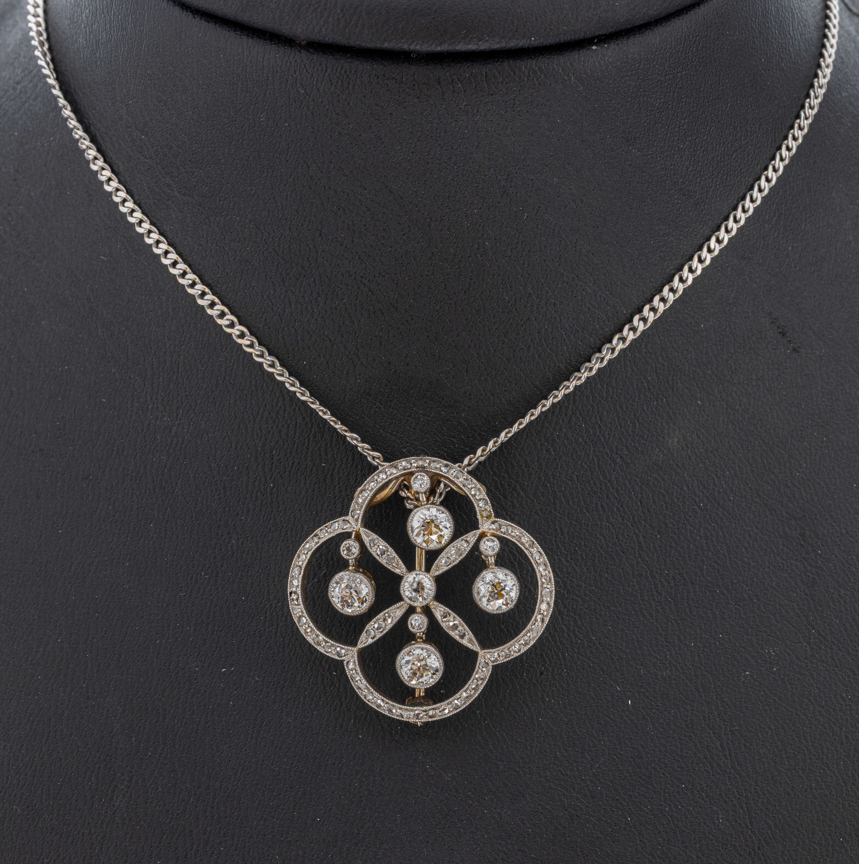 Image 27011697 - 14 kt Gold Jugendstil Diamant-Brosche, um 1900, GG 585/000, florale Gestaltung, 5 ...