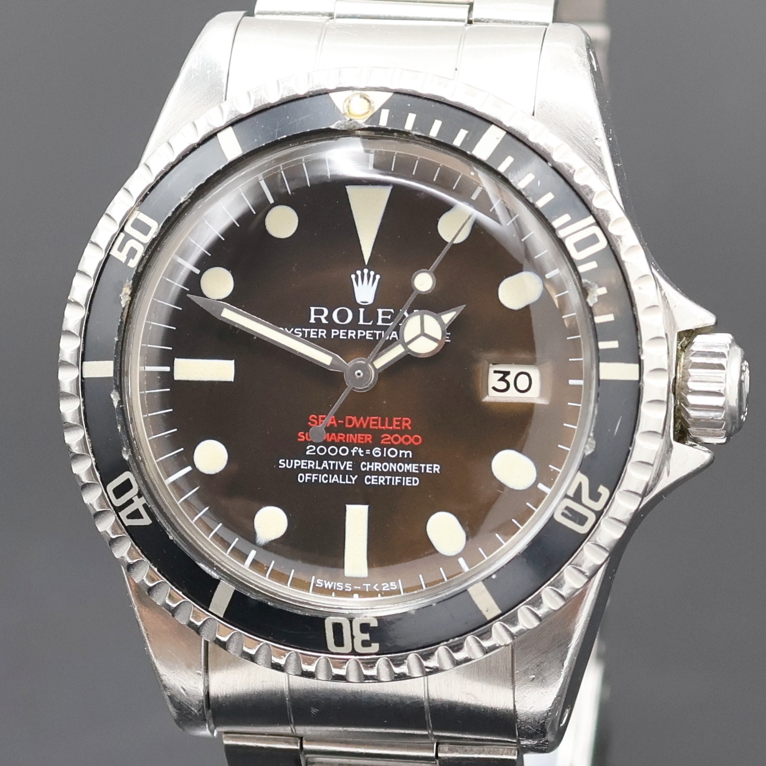 Detail a: ROLEX feine und extrem seltene, frühe Herrenarmbanduhr Modell Double Red Sea-Dweller "Thin-Case" aus der ersten Serie Referenz 1665 mit ...