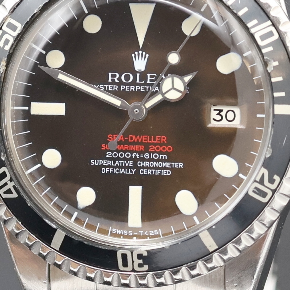 Detail b: ROLEX feine und extrem seltene, frühe Herrenarmbanduhr Modell Double Red Sea-Dweller "Thin-Case" aus der ersten Serie Referenz 1665 mit ...