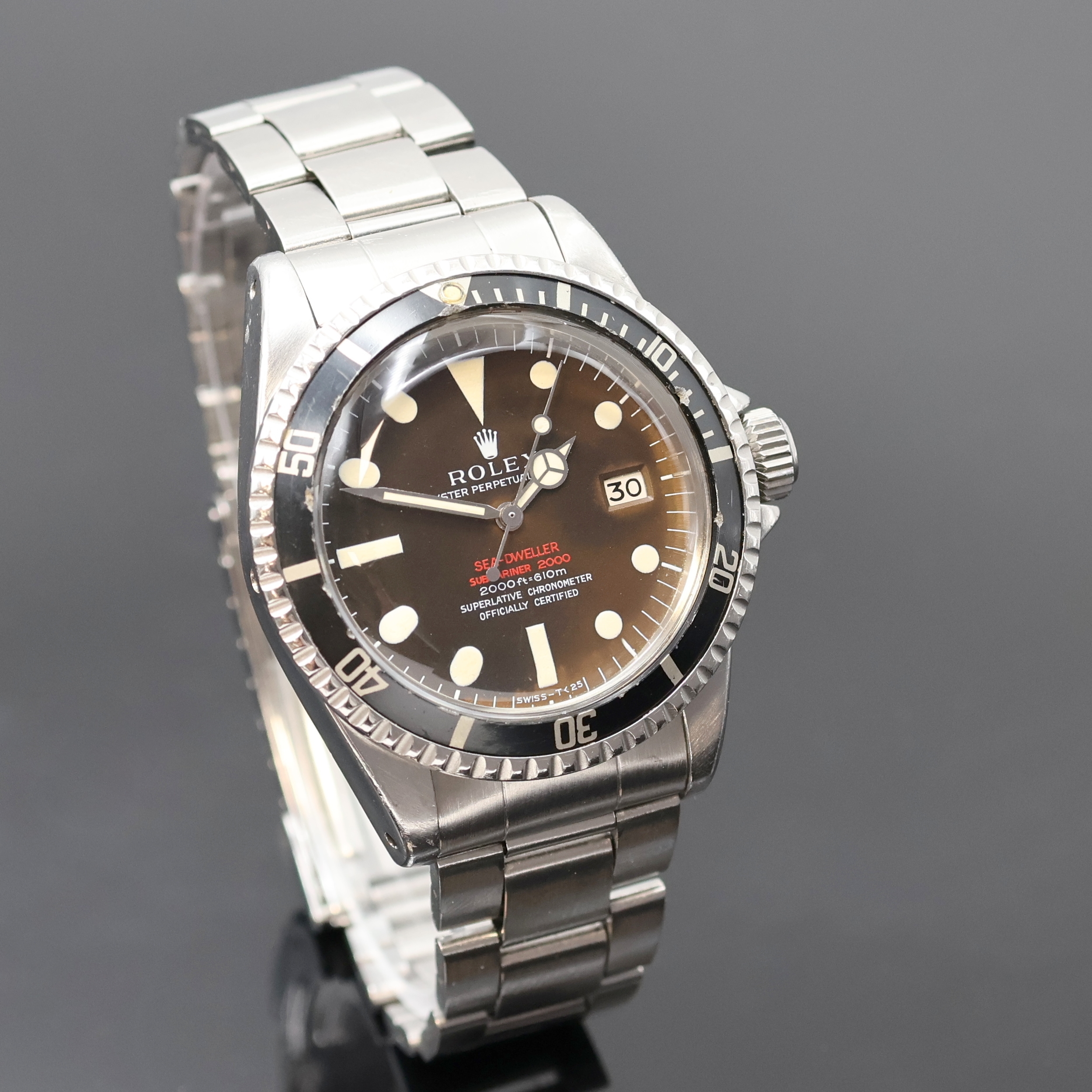 Detail c: ROLEX feine und extrem seltene, frühe Herrenarmbanduhr Modell Double Red Sea-Dweller "Thin-Case" aus der ersten Serie Referenz 1665 mit ...