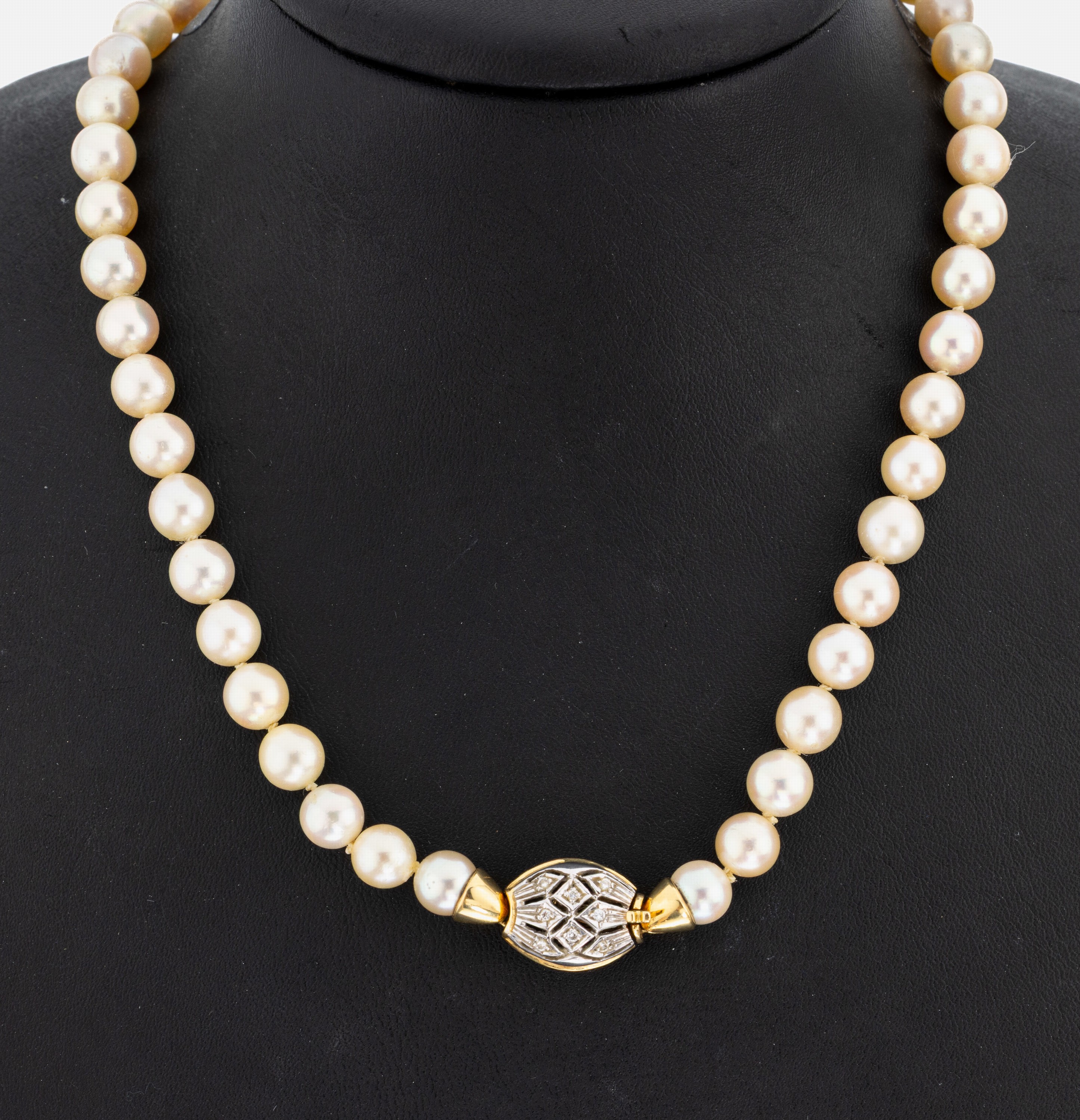 Image 27011723 - Perl-Collier mit 18 kt Gold Brillant -Schmuckschließe, GG/WG 750/000, Zuchtperlen, D. ...