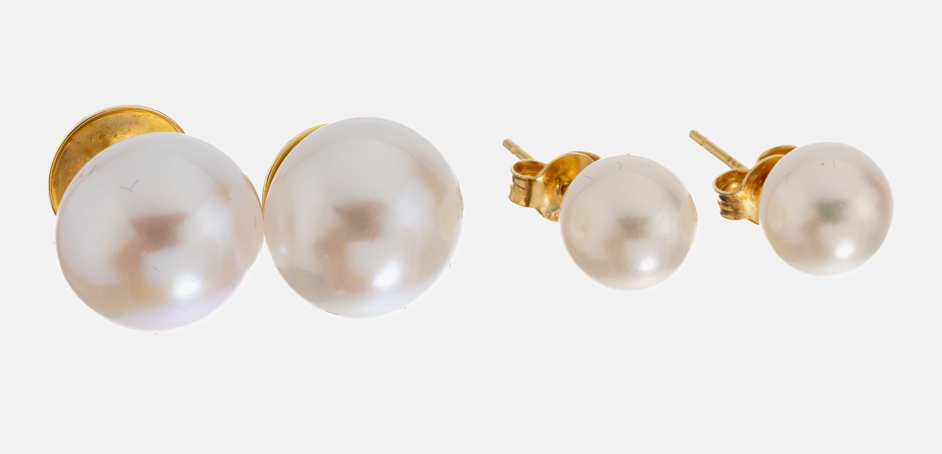 Image 27011728 - Konvolut 2 Paar 18 kt Gold Perl-Ohrstecker, GG 750/000, 1 x unrunde Südseezuchtperlen, ...