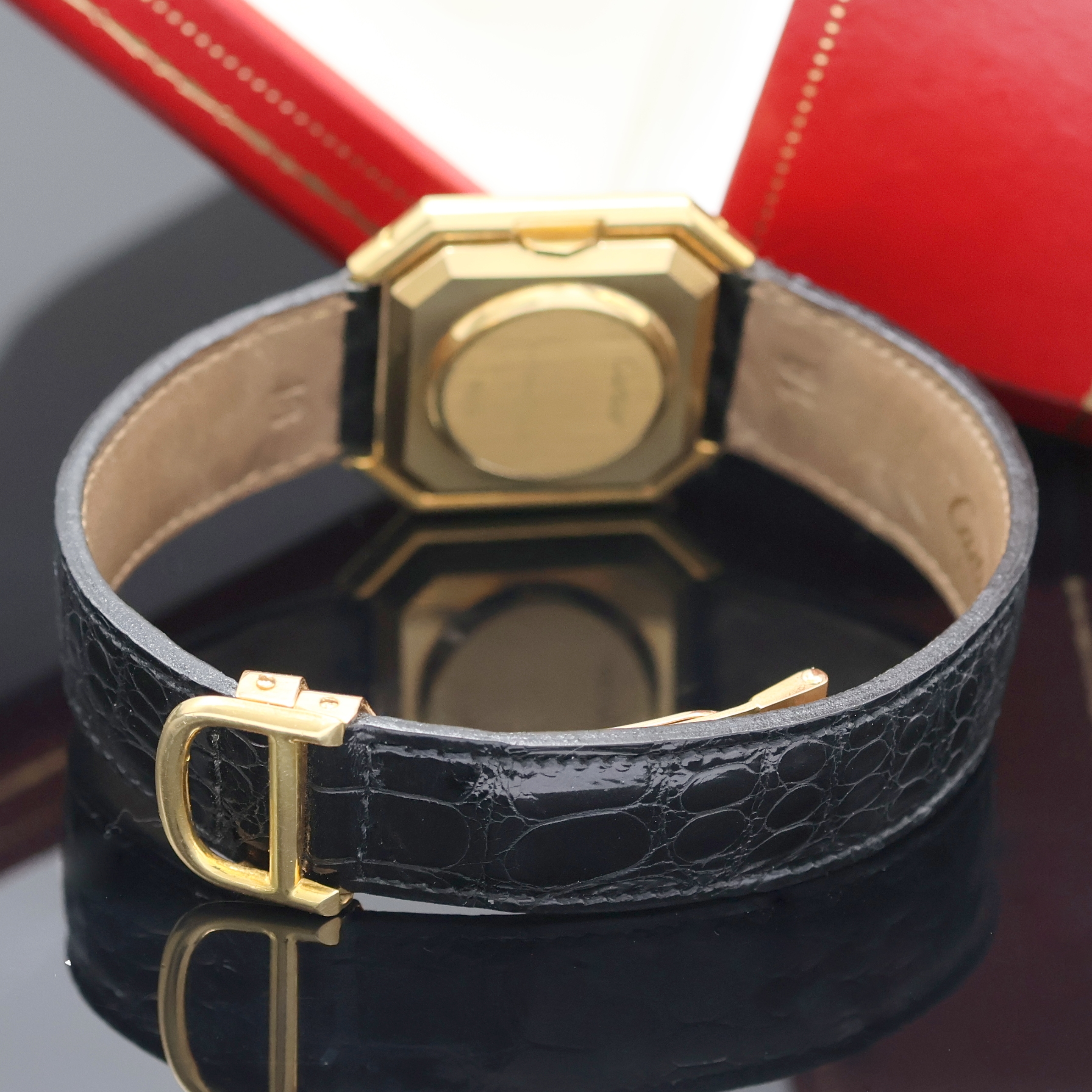 Detail c: CARTIER Paris seltene, große Armbanduhr Ceinture "Jumbo", Automatik, Frankreich/Schweiz um 1970, Boden seitl. 4- fach verschr., orig. ...