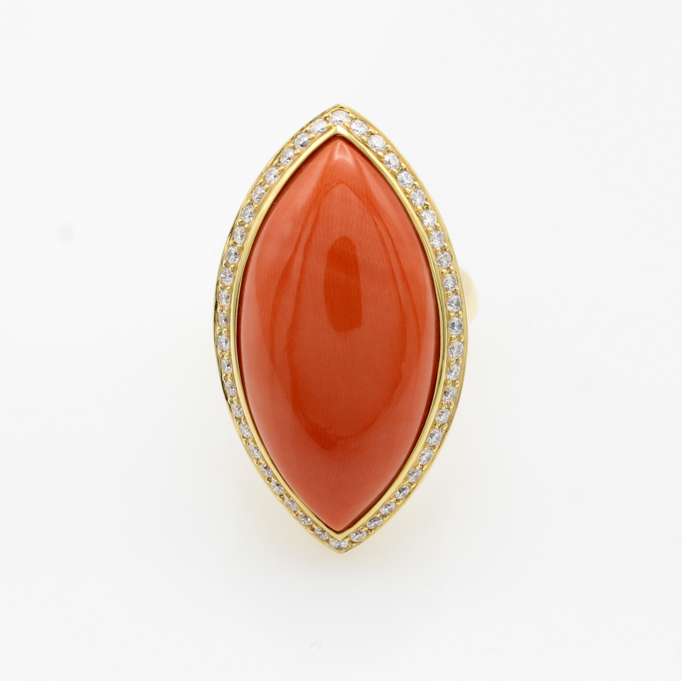 Image 27011744 - Massiver Ring mit Koralle und Brillanten, GG 750/000, Koralle ca. 19.31 ct von sehr ...