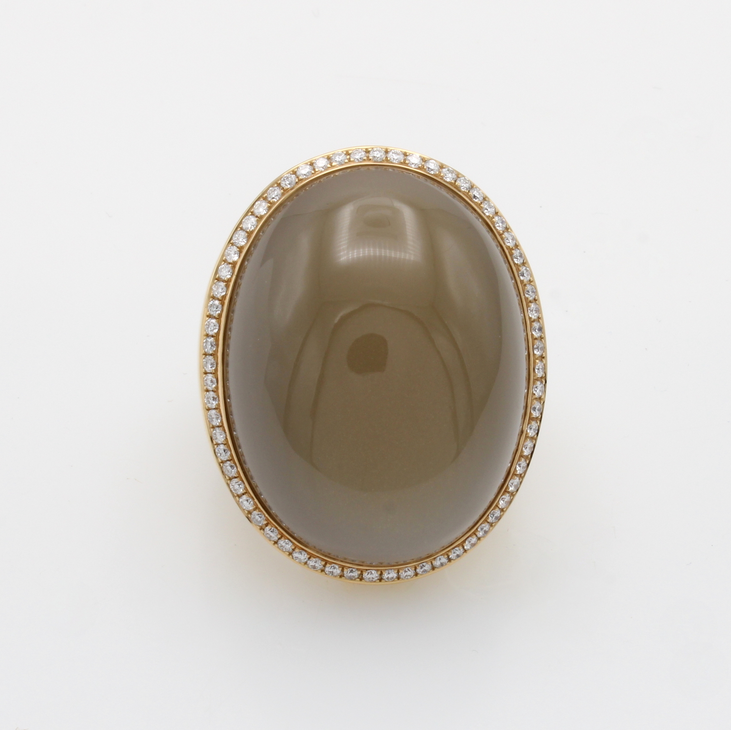 Image 27011770 - Massiver Ring mit Mondstein und Brillanten, RG 750/000, Mondstein ca. 72.14 ct und ...