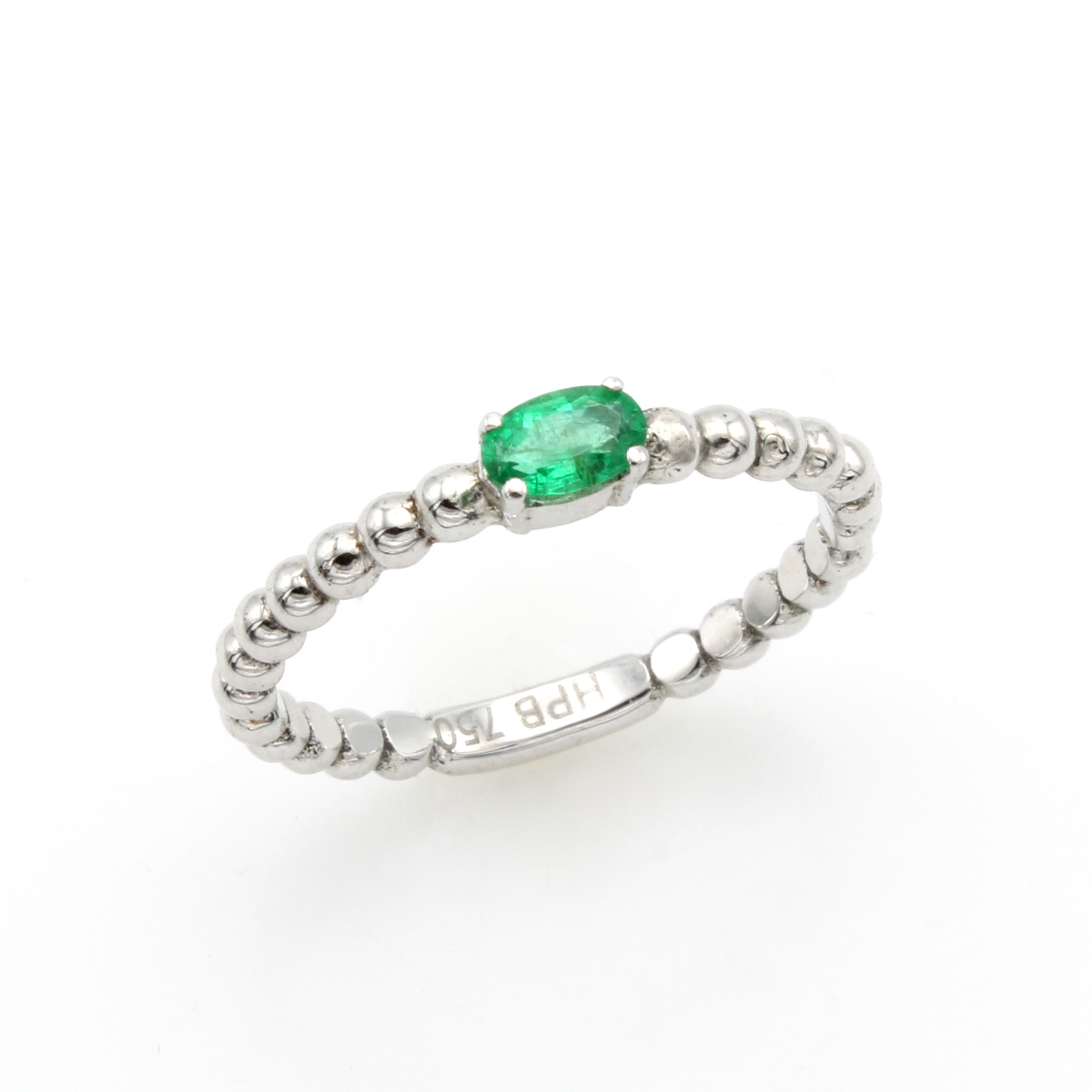 Image 27011775 - Kugelring mit Smaragd, WG 750/000, Smaragd ca. 0.21 ct, RW ca. 53