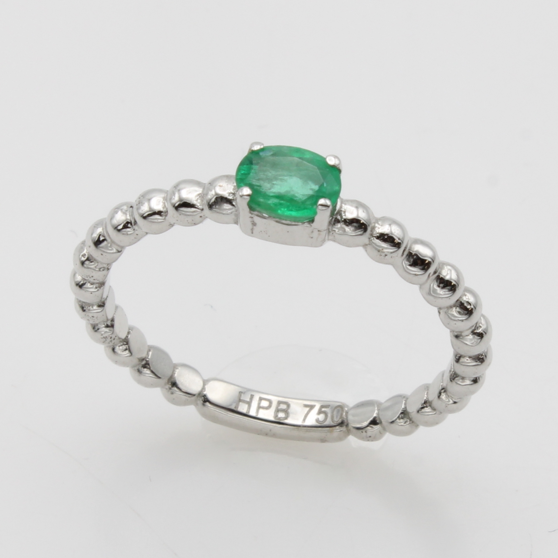 Image 27011782 - Kugelring mit Smaragd, WG 750/000, Smaragd ca. 0.35 ct, RW ca. 53