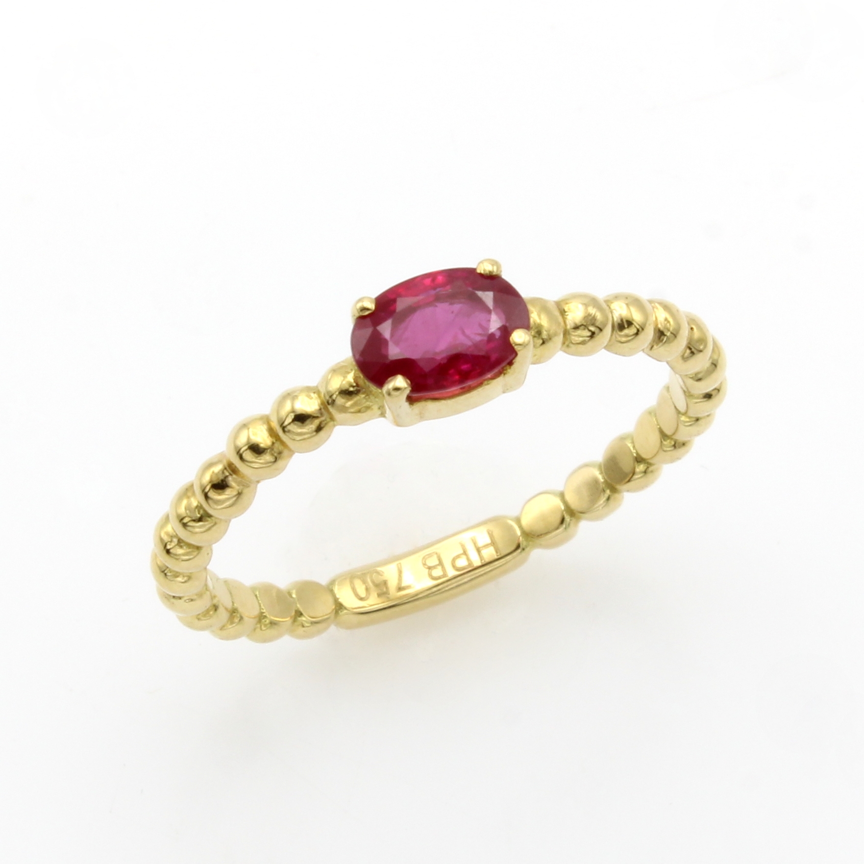 Image 27011784 - Kugelring mit Rubin, GG 750/000, Rubin ca. 0.51 ct, RW ca. 53