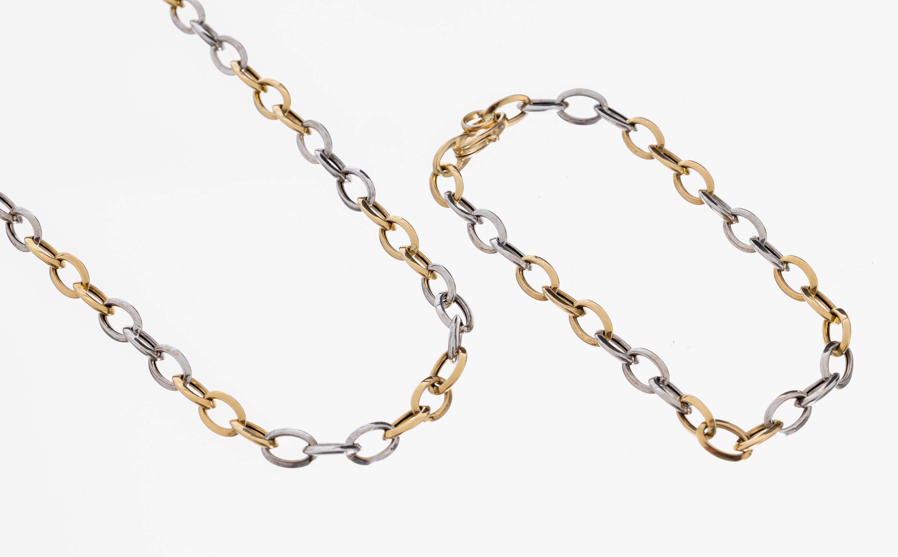 Image 27011786 - 14 kt Gold Schmuckset, GG/WG 585/000, best.aus: 1 Collier, L. ca. 44.5 cm, ...