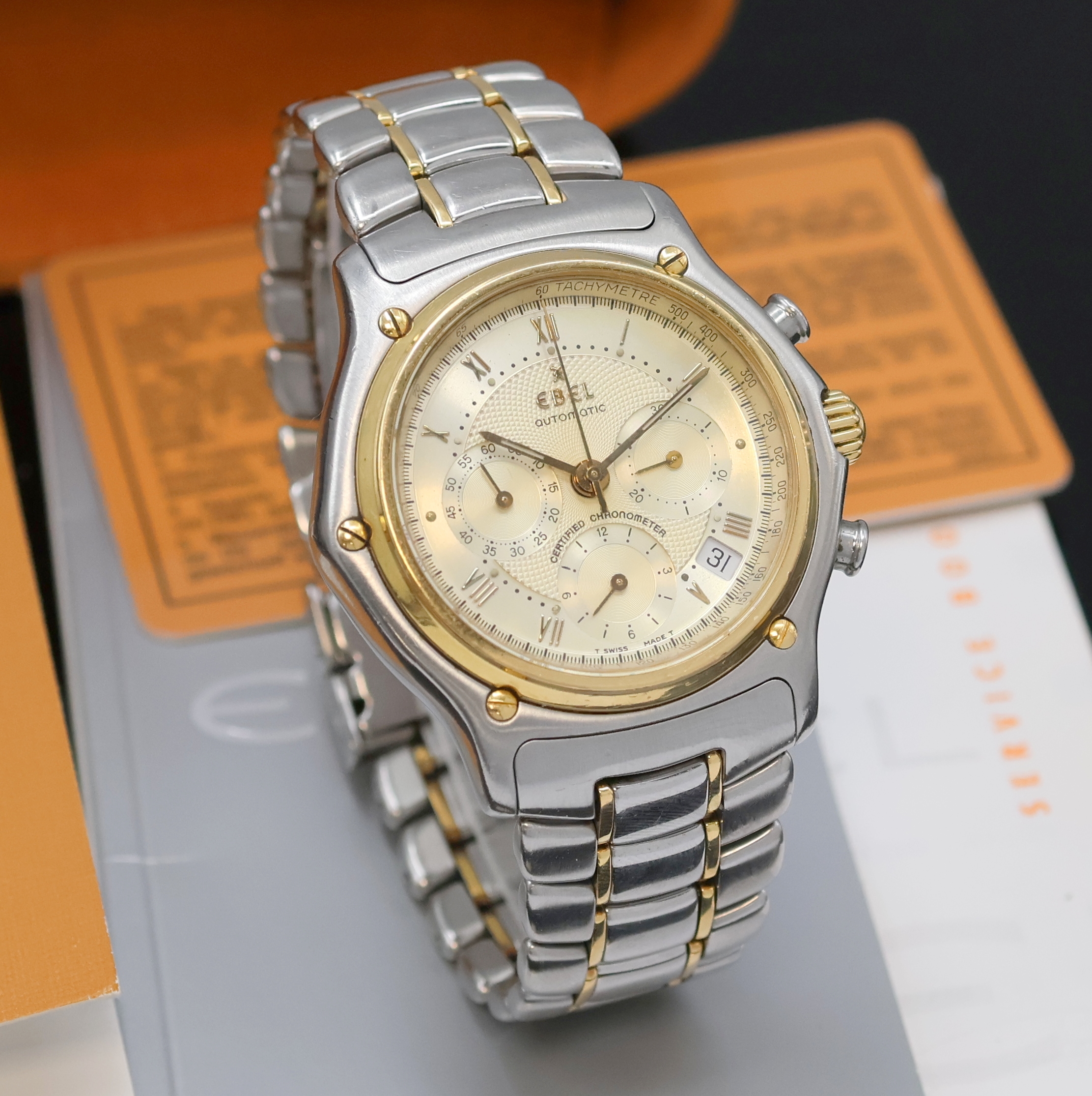 Detail b: EBEL Armbandchronograph Le Modulor Referenz 1137241, Schweiz verk. lt. Pap. 12/2001, Automatik, Chronometer in Edelstahl/Gold kombiniert inkl. ...