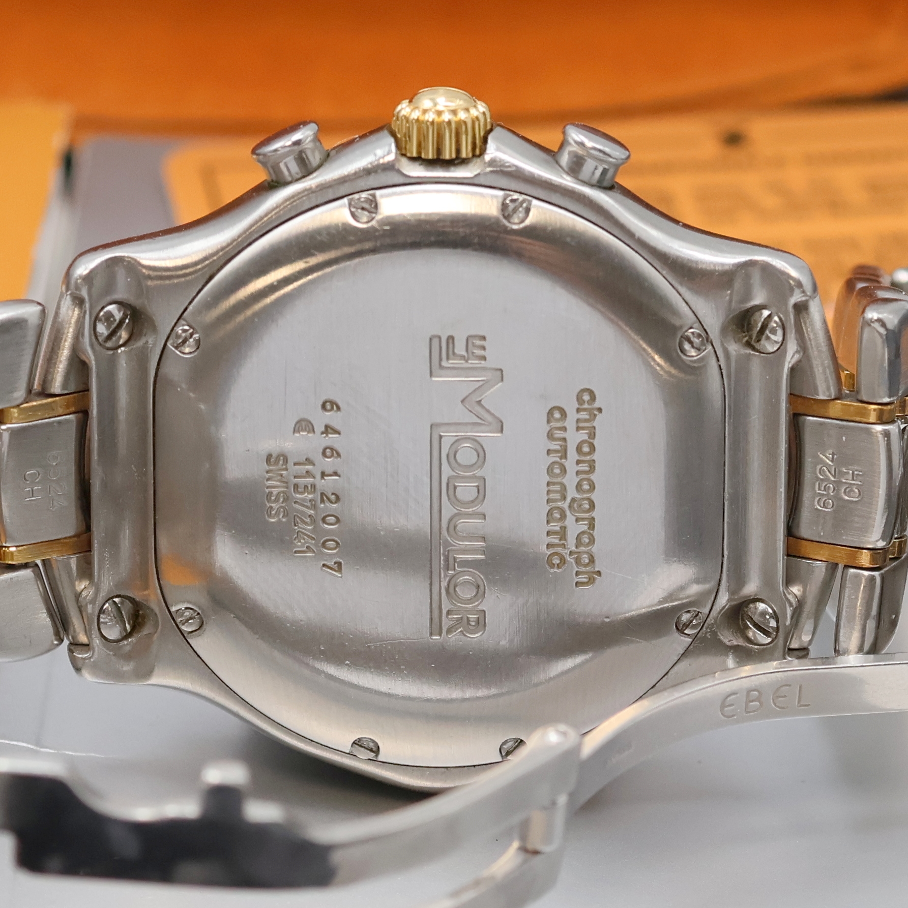 Detail e: EBEL Armbandchronograph Le Modulor Referenz 1137241, Schweiz verk. lt. Pap. 12/2001, Automatik, Chronometer in Edelstahl/Gold kombiniert inkl. ...