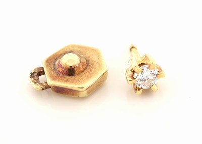 Image 14 kt Gold Brillant-Stick-Pin, GG 585/000, Brillant ca. 0.09 ct Weiß/si, ca. 1.0 g ...