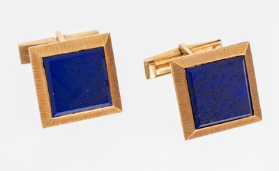 Image Paar 14 kt Gold Lapislazuli-Manschettenknöpfe, RG 585/000, quadratische ...