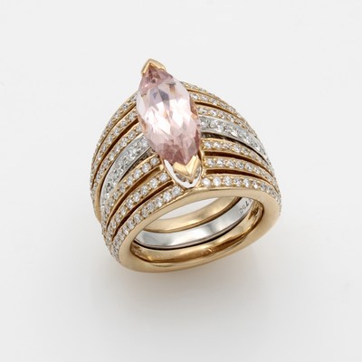 Image Kombiring mit Brillanten und Morganit, RoséG/WG 750/000, Brill. zus. ca. 1.08 ct feines ...