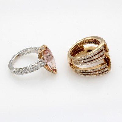 27011743b - Kombiring mit Brillanten und Morganit, RoséG/WG 750/000, Brill. zus. ca. 1.08 ct feines ...