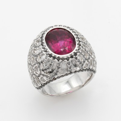 Image Massiver Ring mit Rubellit, Diamanten und Brillanten, WG 750/000, ovaler Rubellit ca. ...