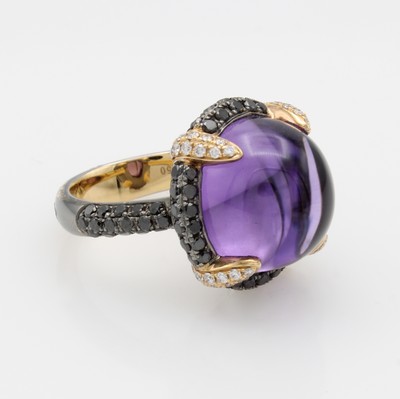 27011766a - Ring mit Amethyst, Diamanten und Brillanten, RG 750/000 z.T. geschwärzt, ...