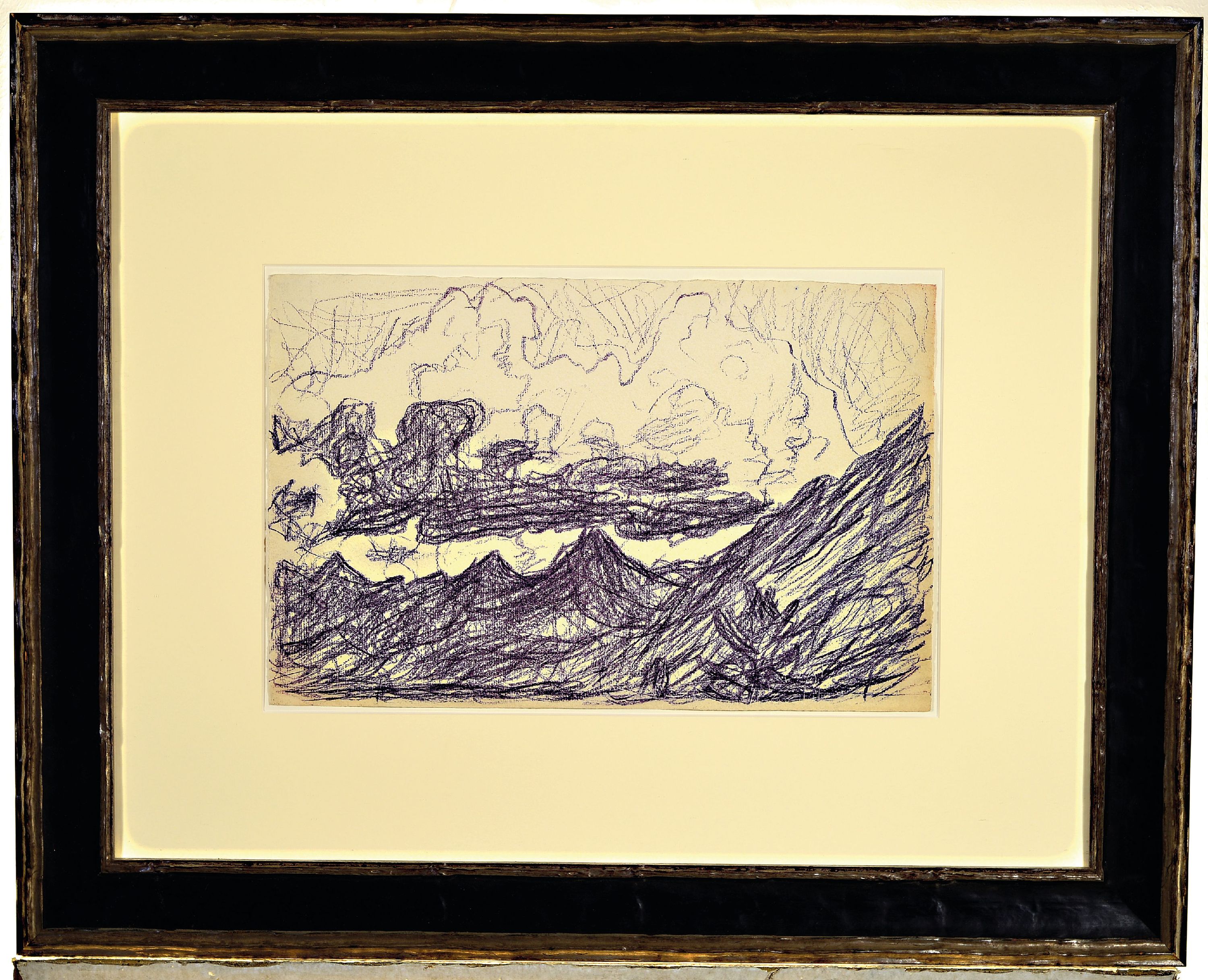 Detail k: Christian Rohlfs, 1849 Groß Niendorf-1938 Hagen, "Berg mit Wolke", wohl Landschaft bei Ascona, 1929/30, Kohlezeichnung, unsigniert, Blatt ...