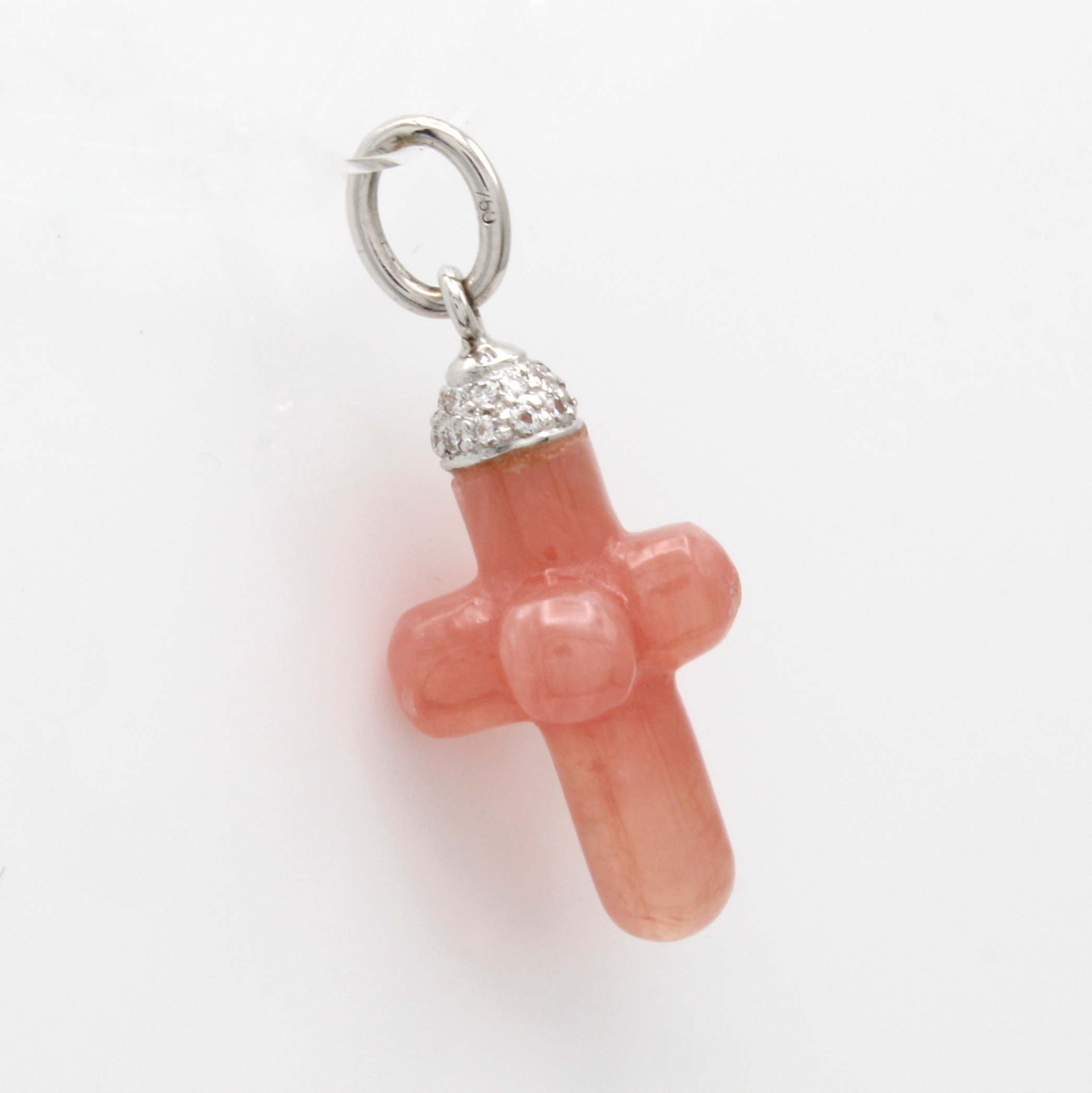 Image 27011804 - Rundstabkreuz aus Rhodochrosit mit Brillanten, WG 750/000, aus einem Rhodochrosit gesch- ...