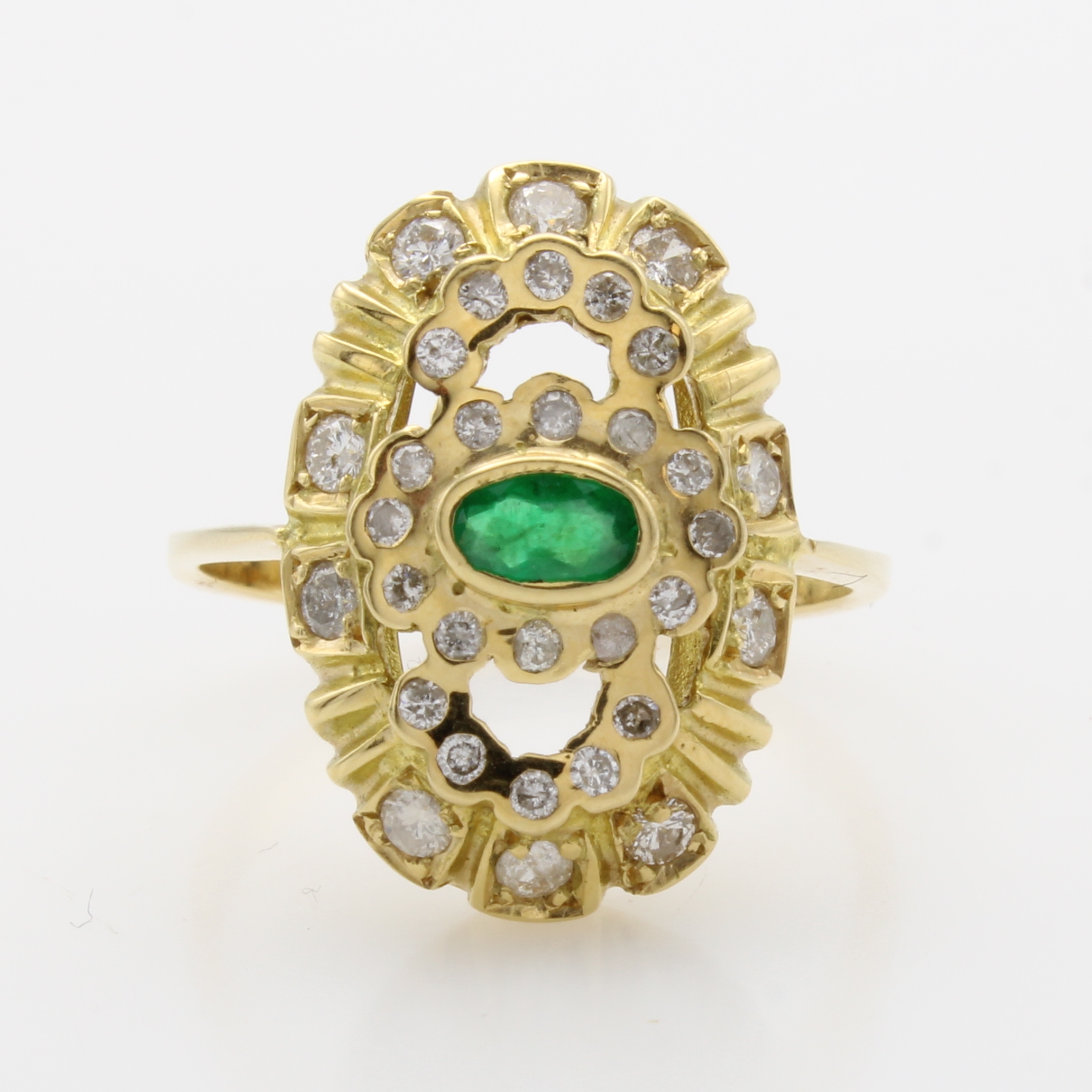 Image 27011828 - Ring mit Smaragd und Brillanten, GG 750/000, ovaler Smaragd, Brill. zus. ca. 0.55 ct ...