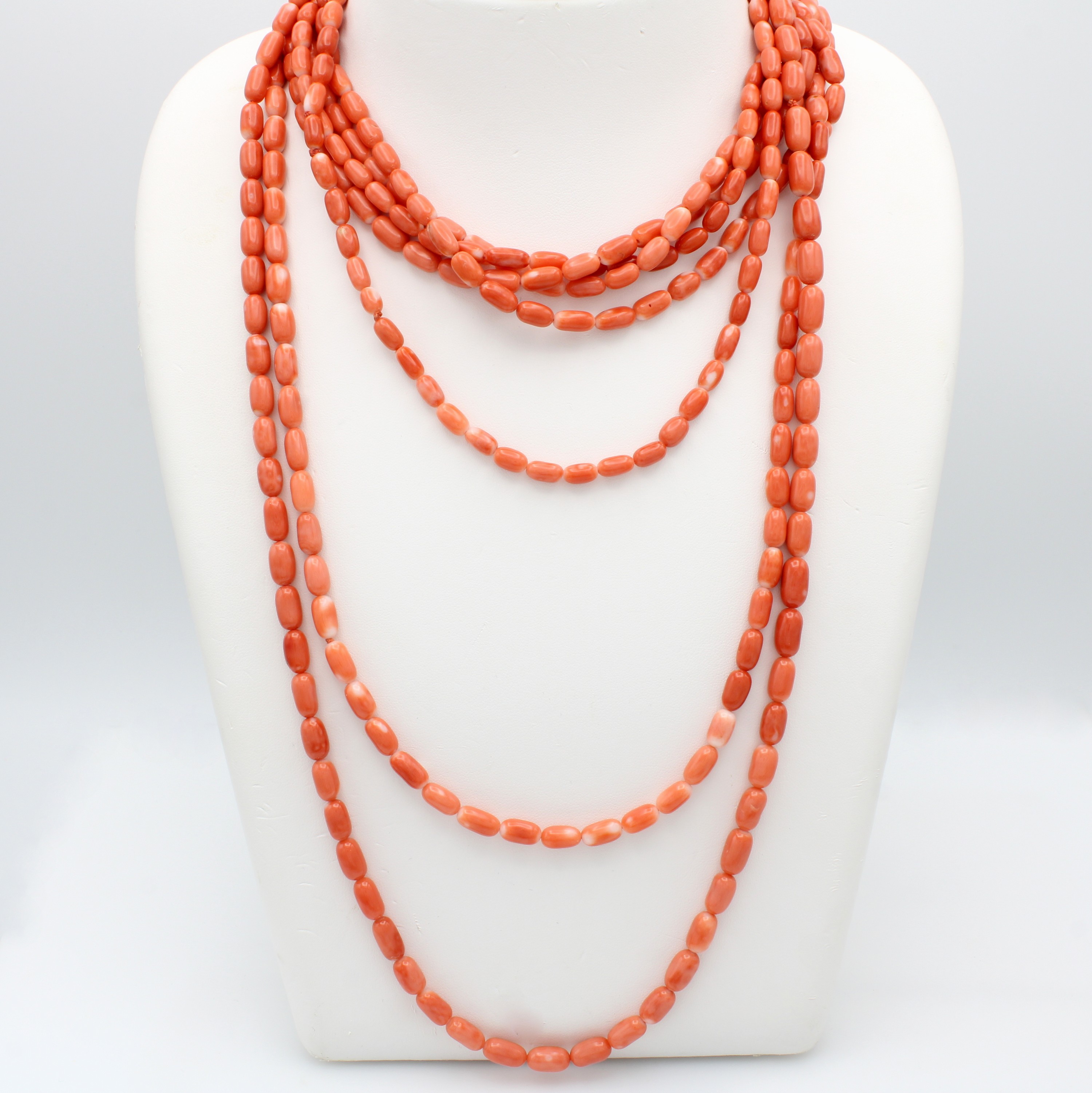 Image 27011831 - Überlange Korallkette, feine Sardegna Korall-linsen, L. 360 cm, mehrreihig zu tragen, ...