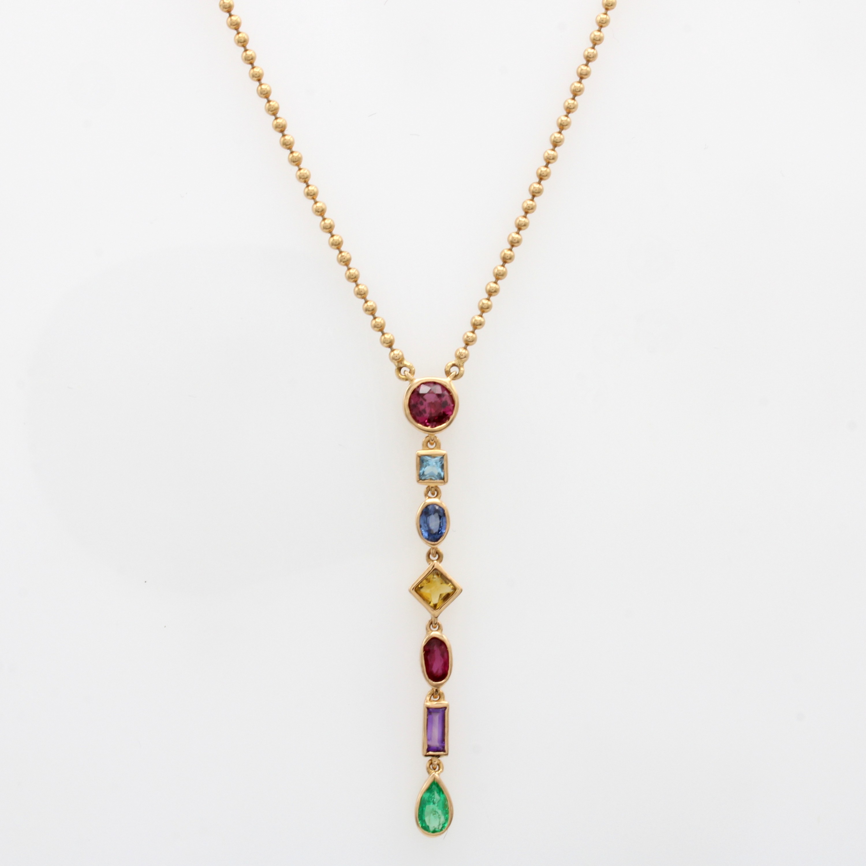 Image 27011884 - Collier mit Farbsteinen, RG 750/000, Rubine zus. ca. 1.01 ct, Saphir ca. 0.24 ct, ...