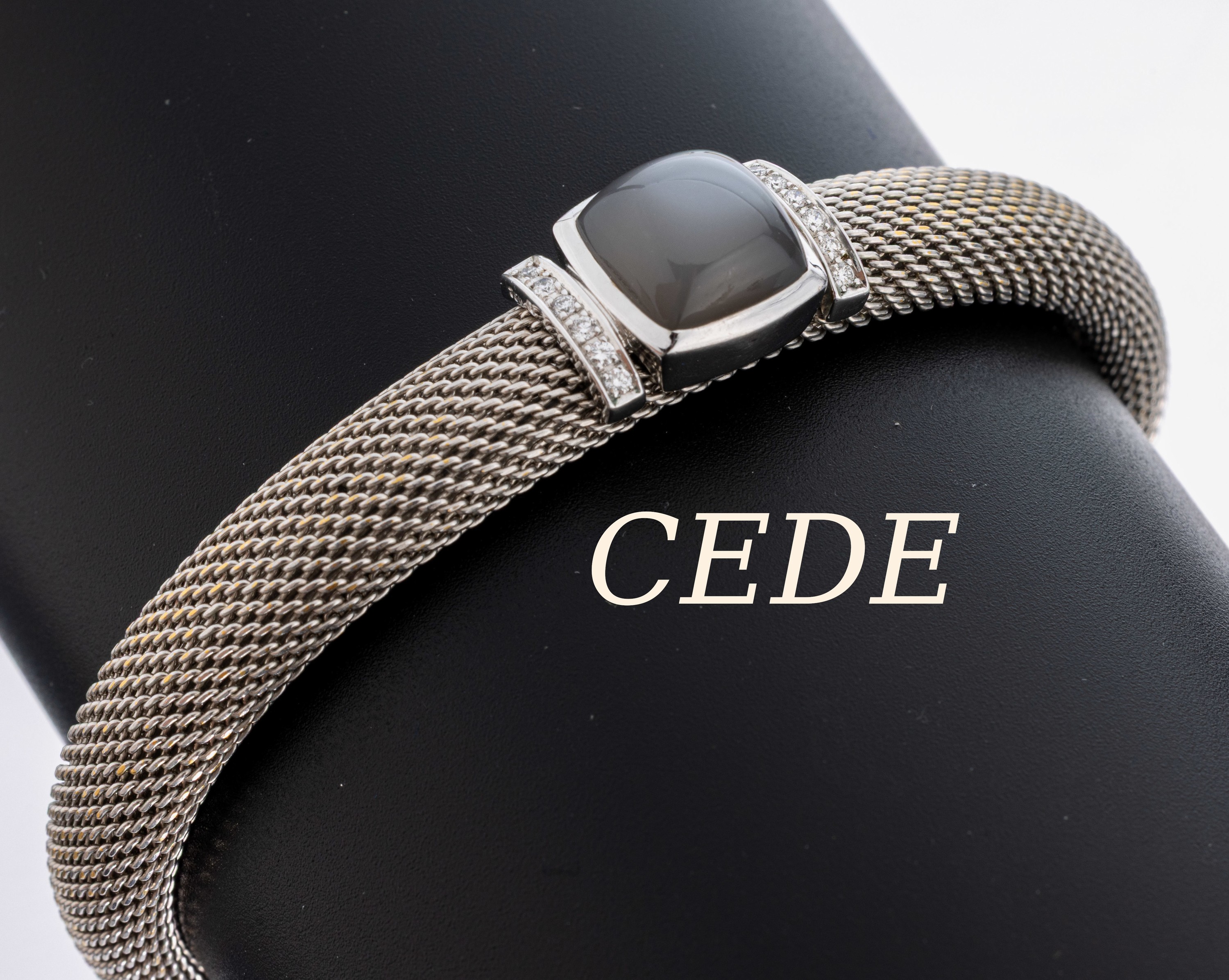 Image 27011887 - Stahl und 18 kt Gold CEDE Mondstein-Brillant- Armreif, WG 750/000 gepr., Reif aus ...