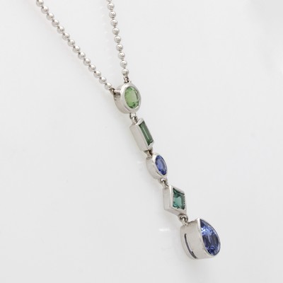 27011851a - Collier mit Saphiren und Turmalinen, WG 750/000, Saphire zus. ca. 2.78 ct, Turmaline ...