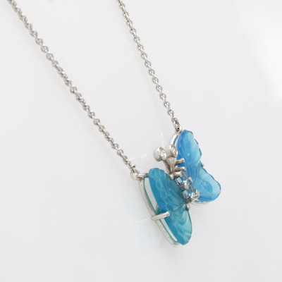 27011857a - Collier ´Schmetterling´ mit Topasen und Bril- lanten, WG 750/000, Schmetterling aus ge- ...