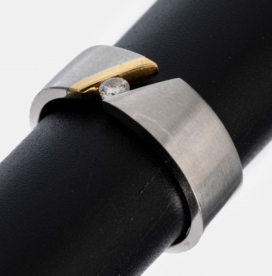 Image Platin Brillant-Ring, Pt 950, Spannring mitkl. GG Einlage, Brillant ca. 0.10 ct ...